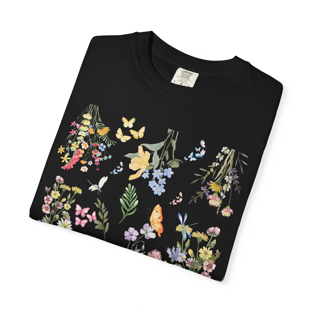 T-Shirt Bohème Fleurs Sauvages Aquarelle — T-Shirt Bohème Fleuri