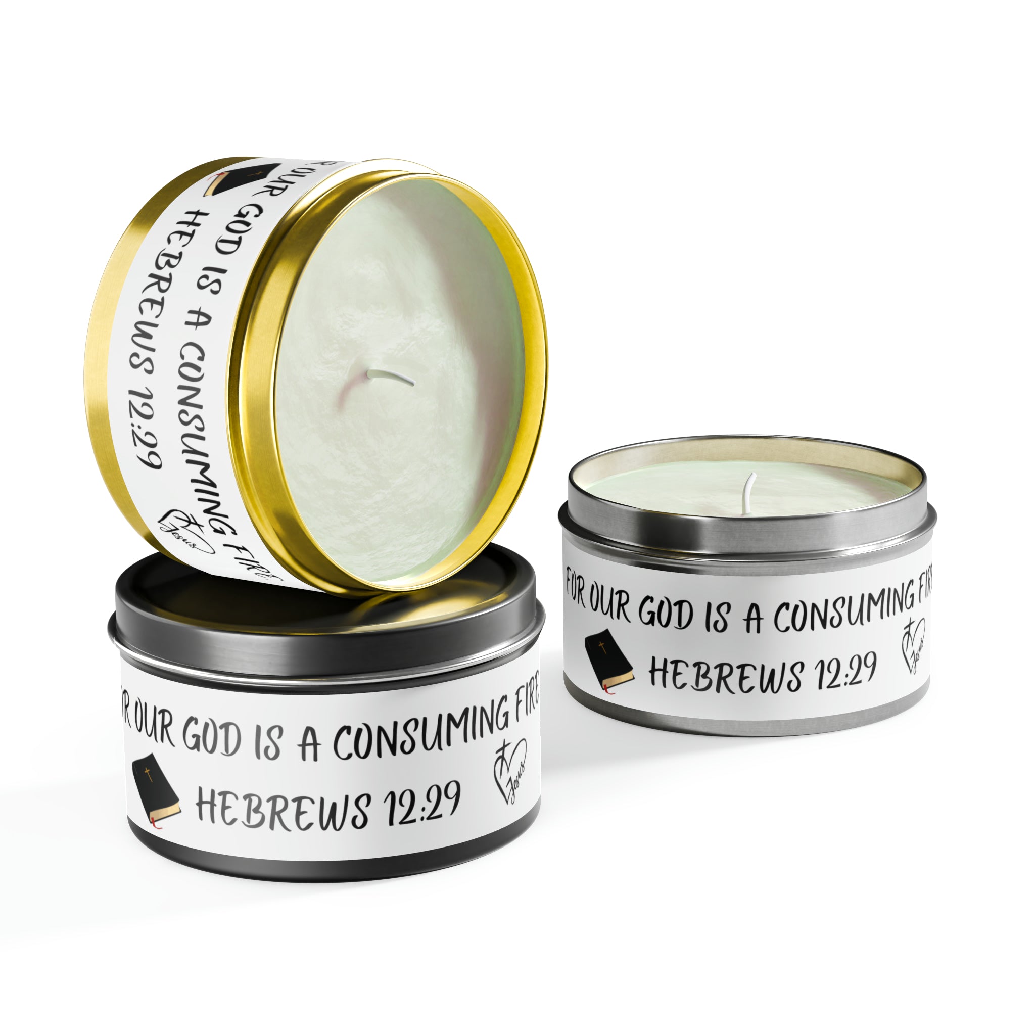 New House Sacred Light Divine Verse Tin Candles Embrace Peace with 4oz/8oz Coconut Soy Wax, Hand-Poured in USA. Lead-Free Wick, 20-40hr Burn. Evergreen, Vanilla, More. Spiritual Ambiance Awaits. Grace.