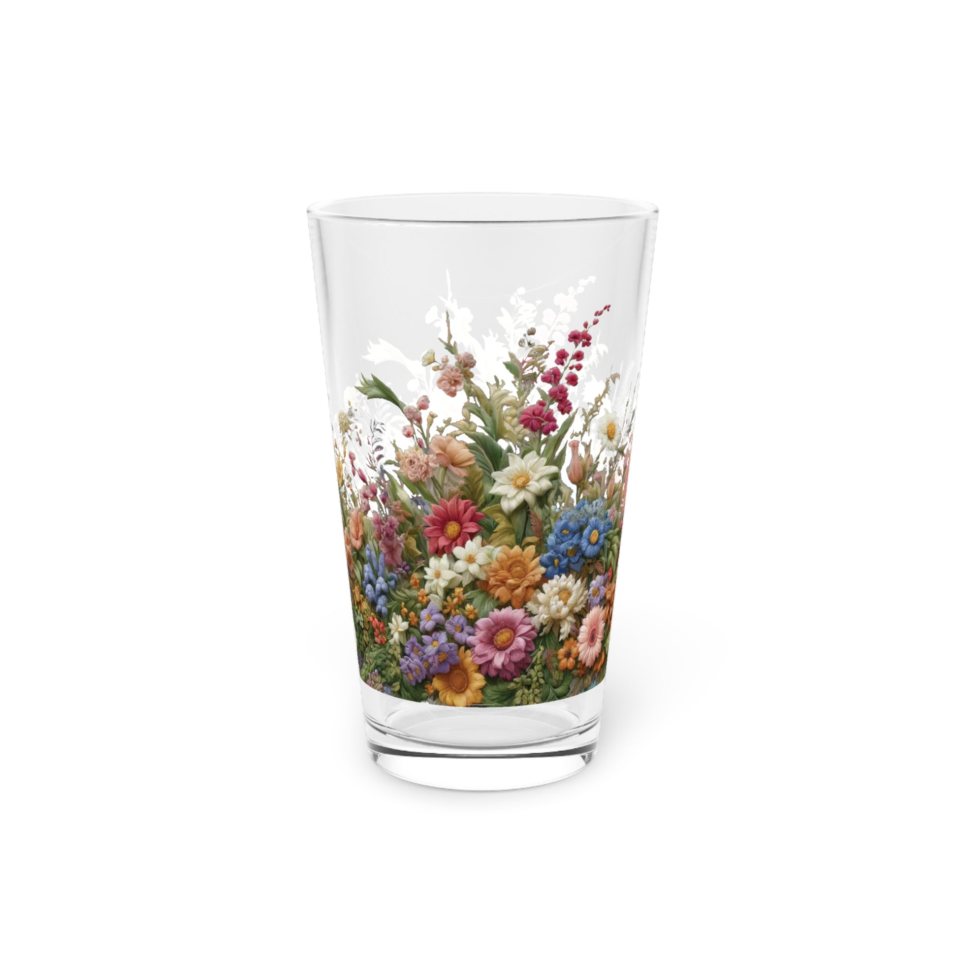 New House Floral Watercolor 16oz Pint Glass Delicate Blooms for Refreshing Sips Art Gifts, Party Drinkware, Cocktail Glass Housewarming Perfect Gift Party Drinkware, Cocktail, Wedding Perfect for Parties.