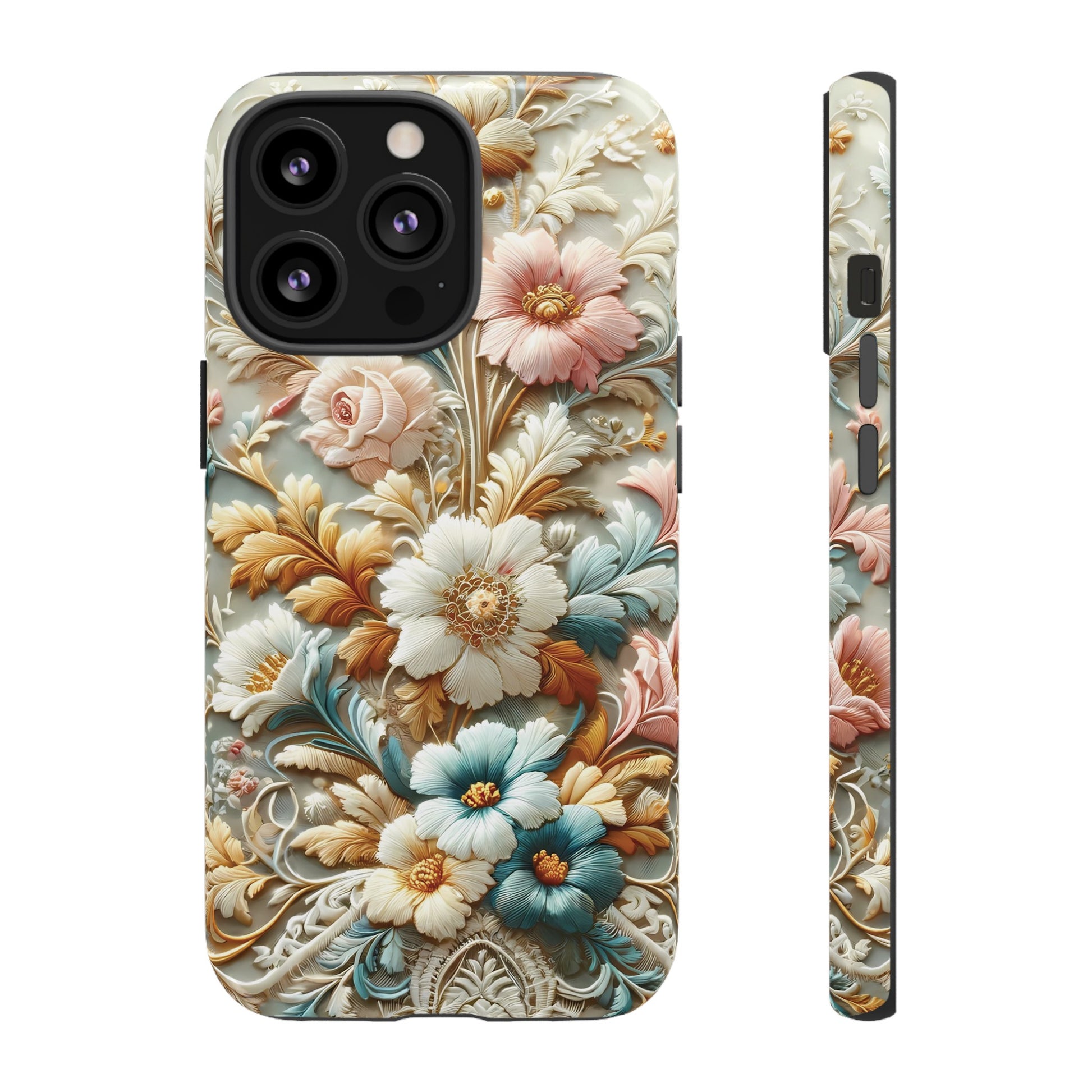 3D Elegant Faux Flowers Phone Case Stylish & Durable for iPhone Samsung Gift iPhone 15, 14, 13 Samsung Pixel Gift for Mom Accessory Gift for Her