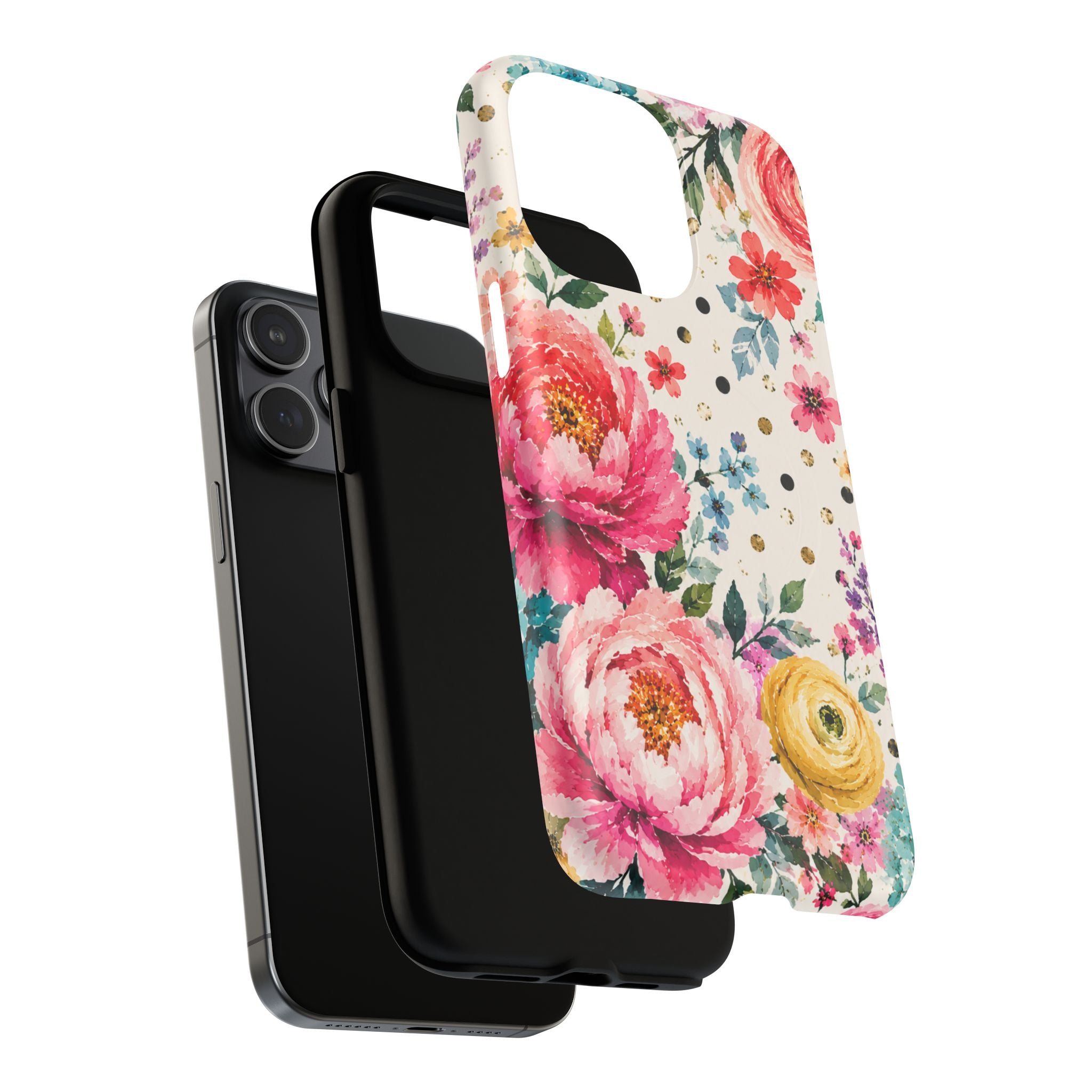 Watercolor Floral Peonies phone case | magnetic slim protective case