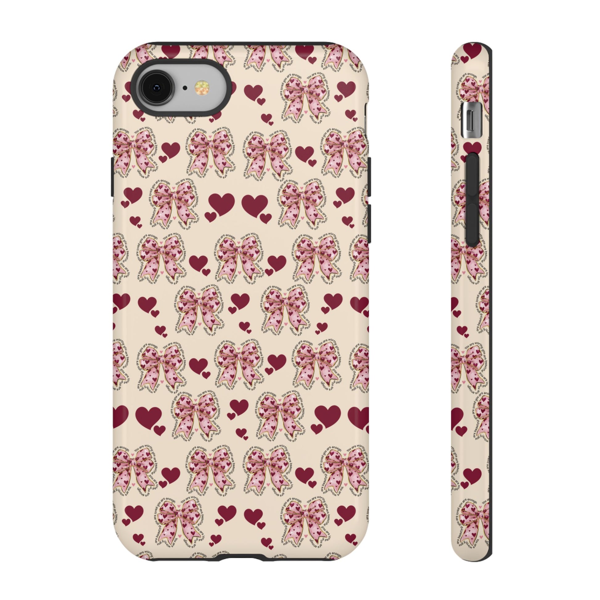 Charming Hearts & Pink Bows Phone Case Stylish & Durable Protection for Your Device | Scratch-Resistant, Slim Fit, and Lightweight Design for Everyday Use for iPhone & Android | Fresh Nature-Inspired Design!