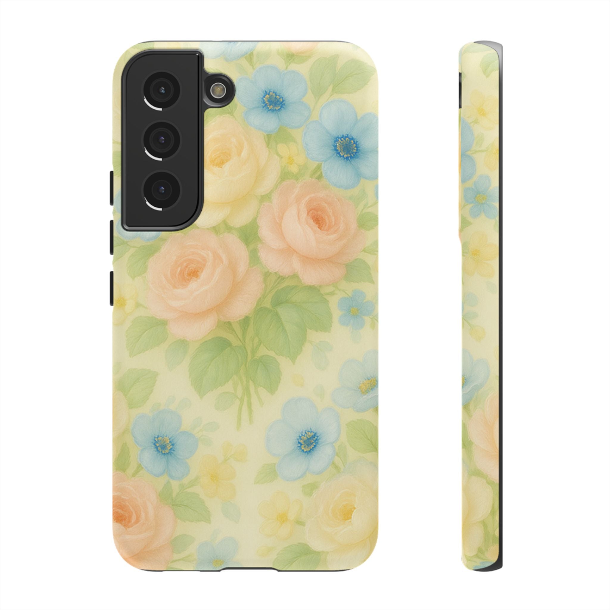 Pastel Yellow Vintage Floral Phone Case  Romantic Cottagecore Aesthetic, Soft Botanical Design, Protective Gift for Her, Fits iPhone & Samsung Models