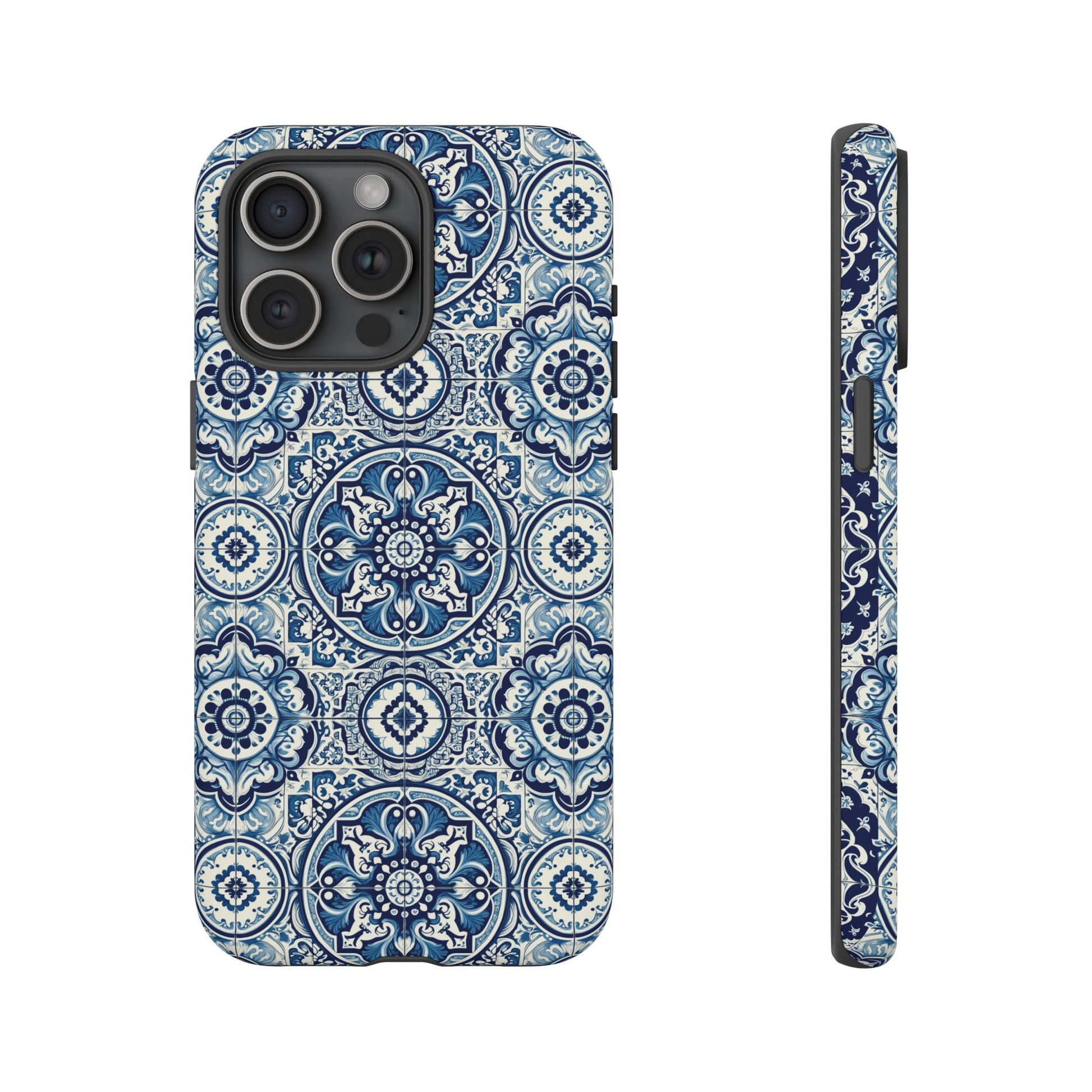 Azulejo Tile Phone Case Elegant Mediterranean Blue Porcelain Design iPhone 17, 16, 15, Samsung iPhone Samsung Accessory Gift for Her