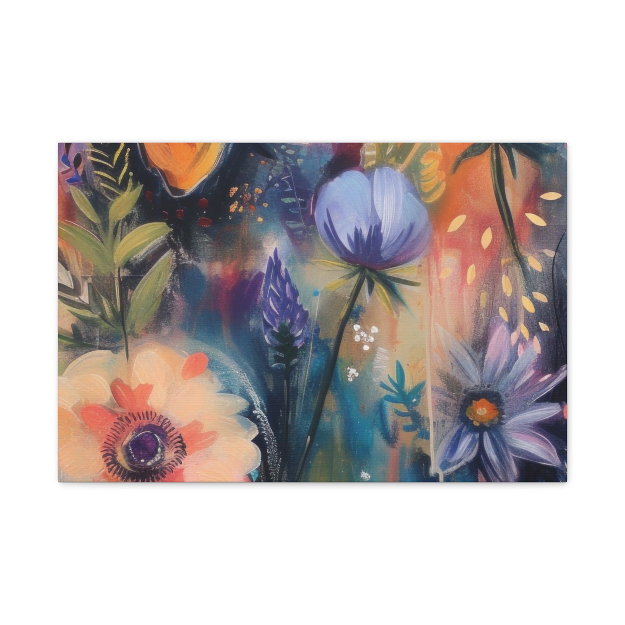 Boho Floral Wall Art Matte Canvas Stretched, Vibrant Botanical Design, Perfect for Living Room, Bedroom, or Office Decor, Adds a Stylish Touch to Any Space1.25" - MRSBYVALLE