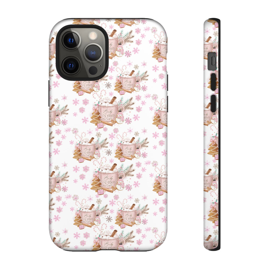 Baby it's Cold Outside Pink and White Phone Case Unique Holiday Protection for Your Device | Stylish & Durable Cover Gift for Her Phone 15, Samsung iPhone Samsung Accessory Gift for Her