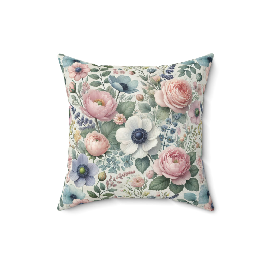 Floral Pastel Square Pillow  Stylish Home Decor Accent for Living Room, Bedroom, or Gifts | Soft & Durable 100% Polyester with Double-Sided Print - MRSBYVALLE