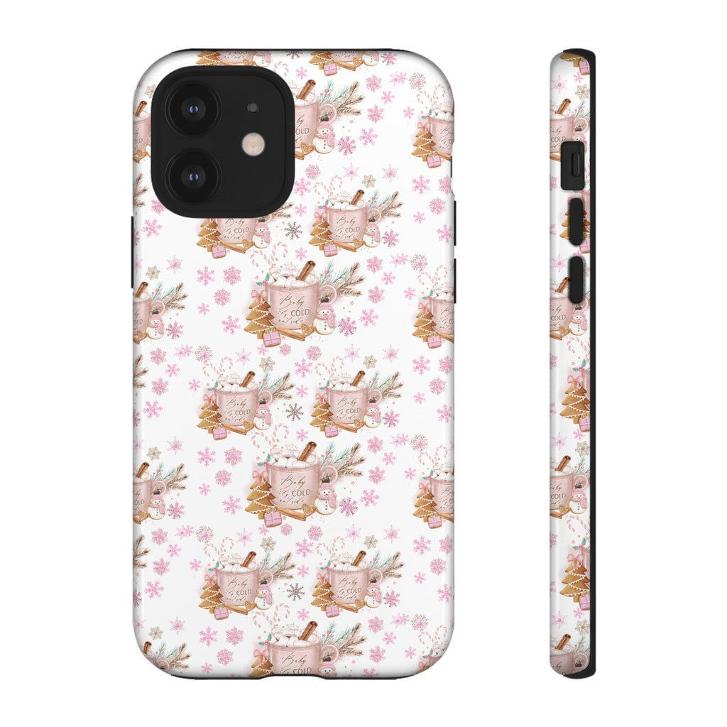 Baby it's Cold Outside Pink and White Phone Case Unique Holiday Protection for Your Device | Stylish & Durable Cover Gift for Her Phone 15, Samsung iPhone Samsung Accessory Gift for Her