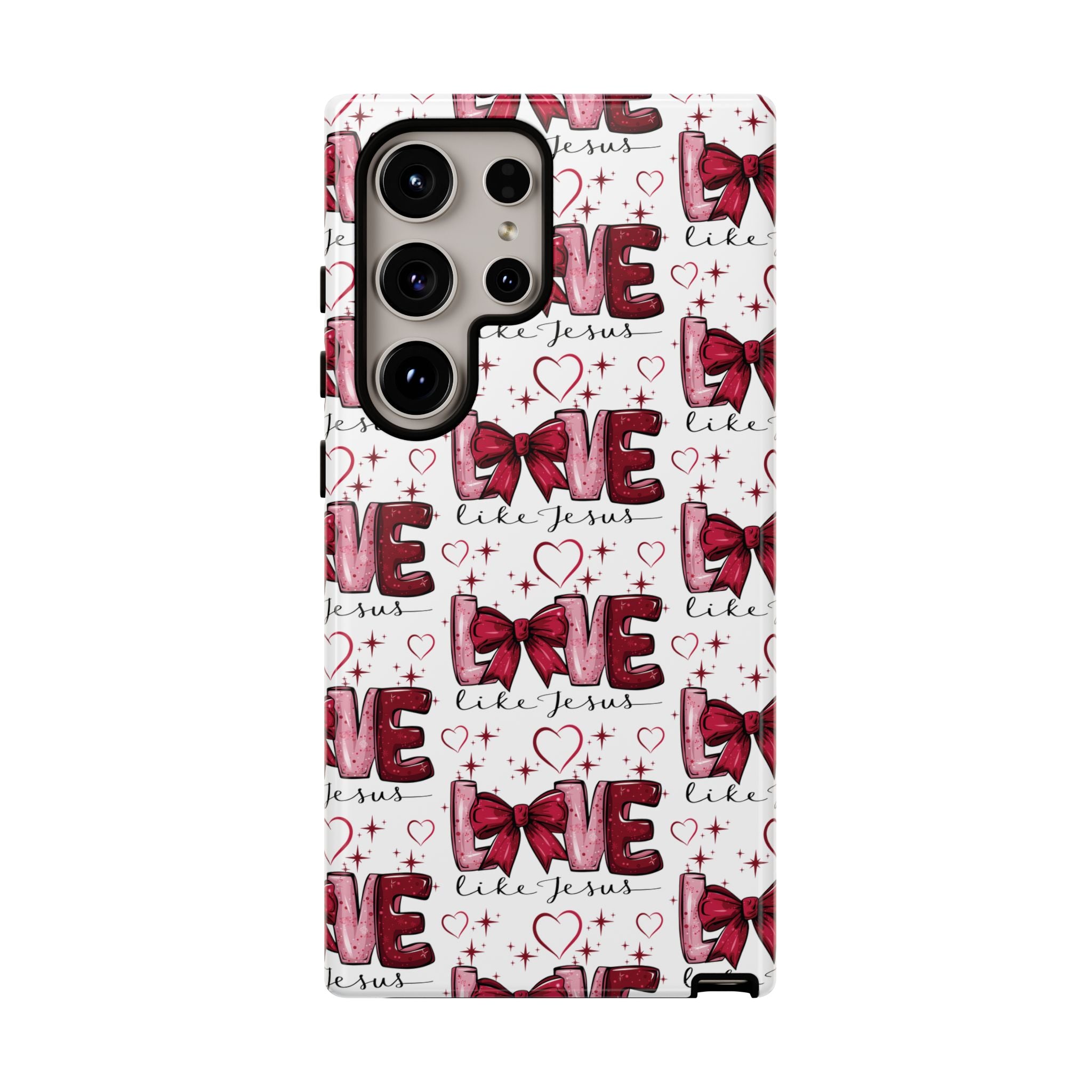 Love Like Jesus Red Bows and Hearts—Tough, Faithful Phone Cases & Religious iPhone Accessories: Protect Your Device & Show Your Faith