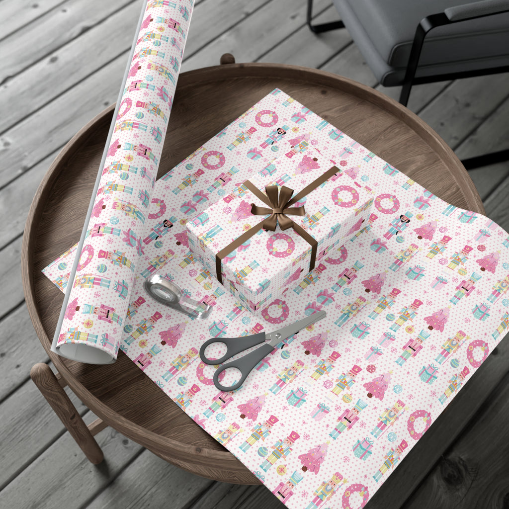 Pink Christmas Nutcrackers Wrapping Paper | Vibrant Seasonal Blooms | Perfect for Thanksgiving, Birthdays, Special Occasions | Premium Quality Gifts Moms - MRSBYVALLE