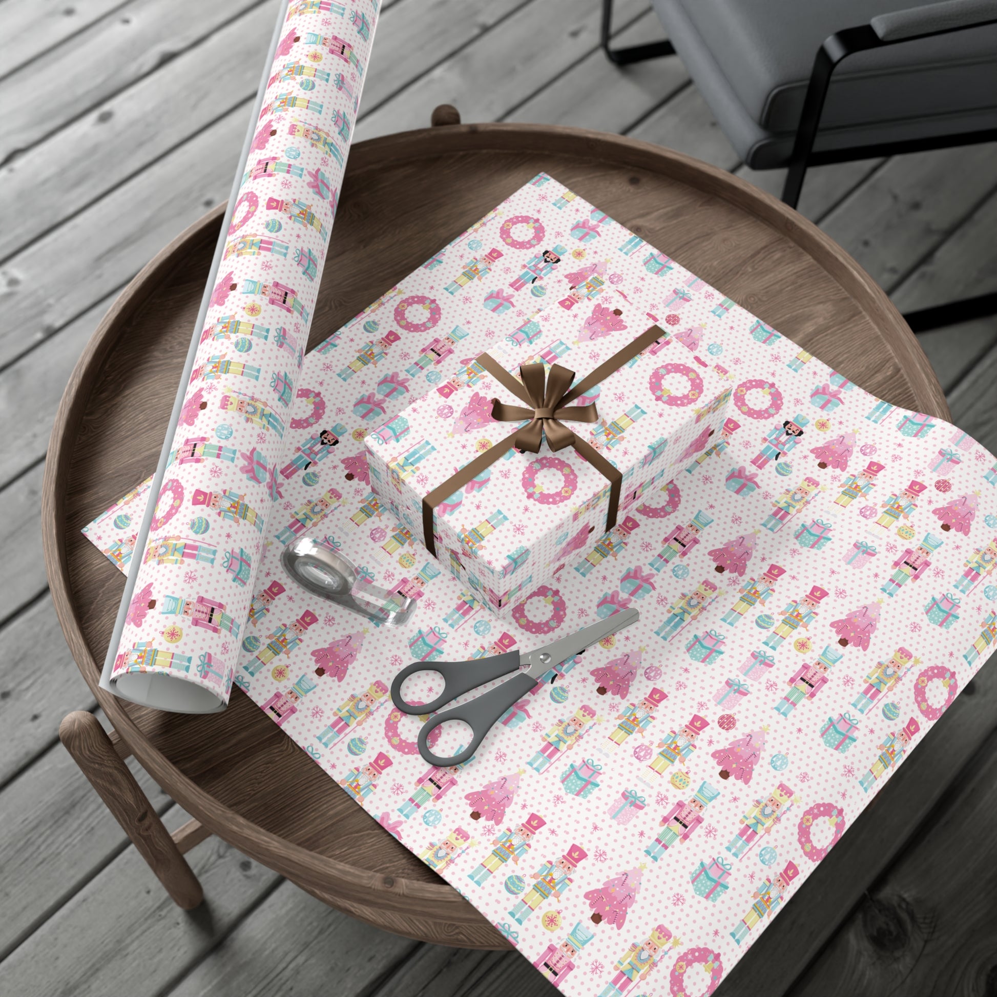 Pink Christmas Nutcrackers Wrapping Paper | Vibrant Seasonal Blooms | Perfect for Thanksgiving, Birthdays, Special Occasions | Premium Quality Gifts Moms - MRSBYVALLE