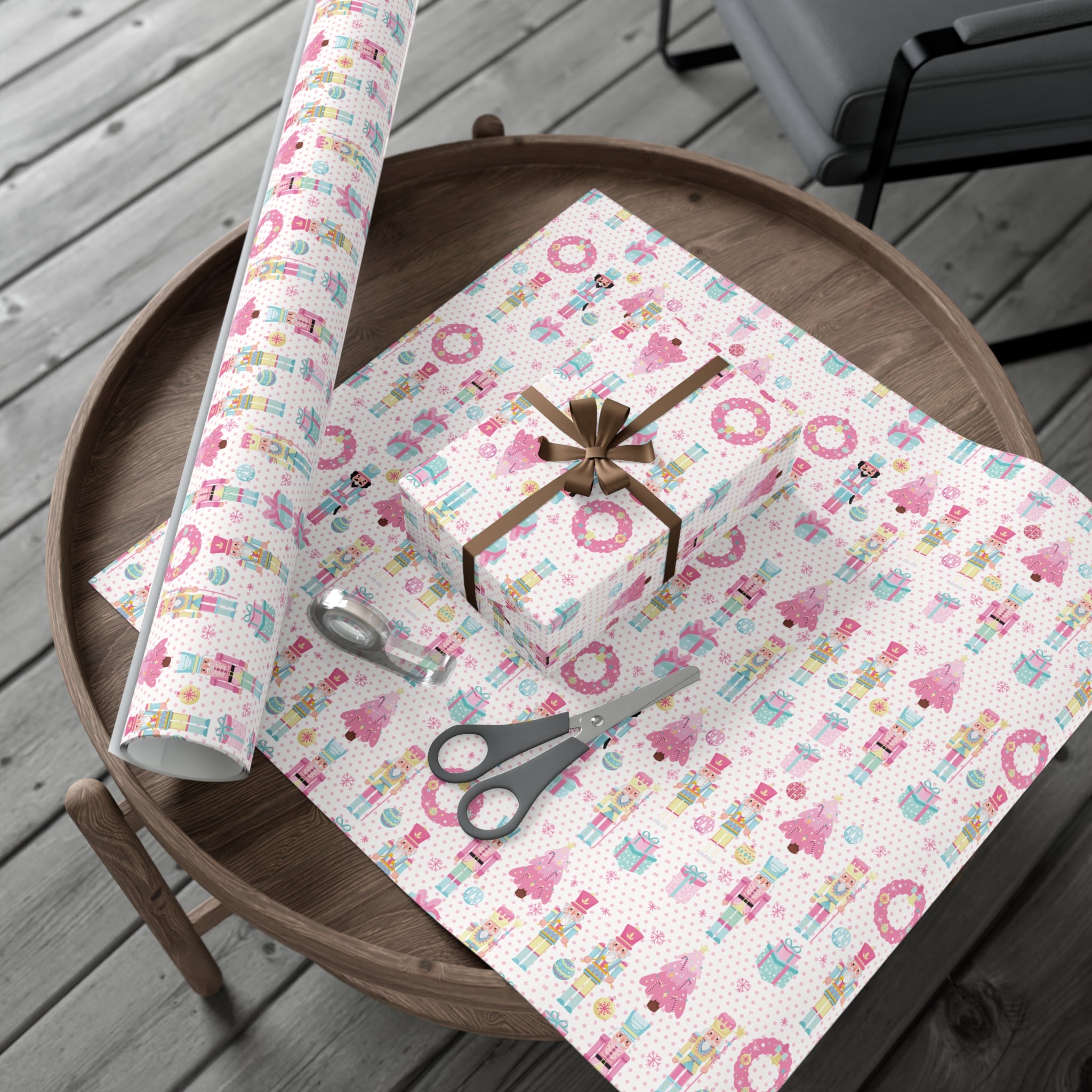 Pink Christmas Nutcrackers Wrapping Paper | Vibrant Seasonal Blooms | Perfect for Thanksgiving, Birthdays, Special Occasions | Premium Quality Gifts Moms - MRSBYVALLE