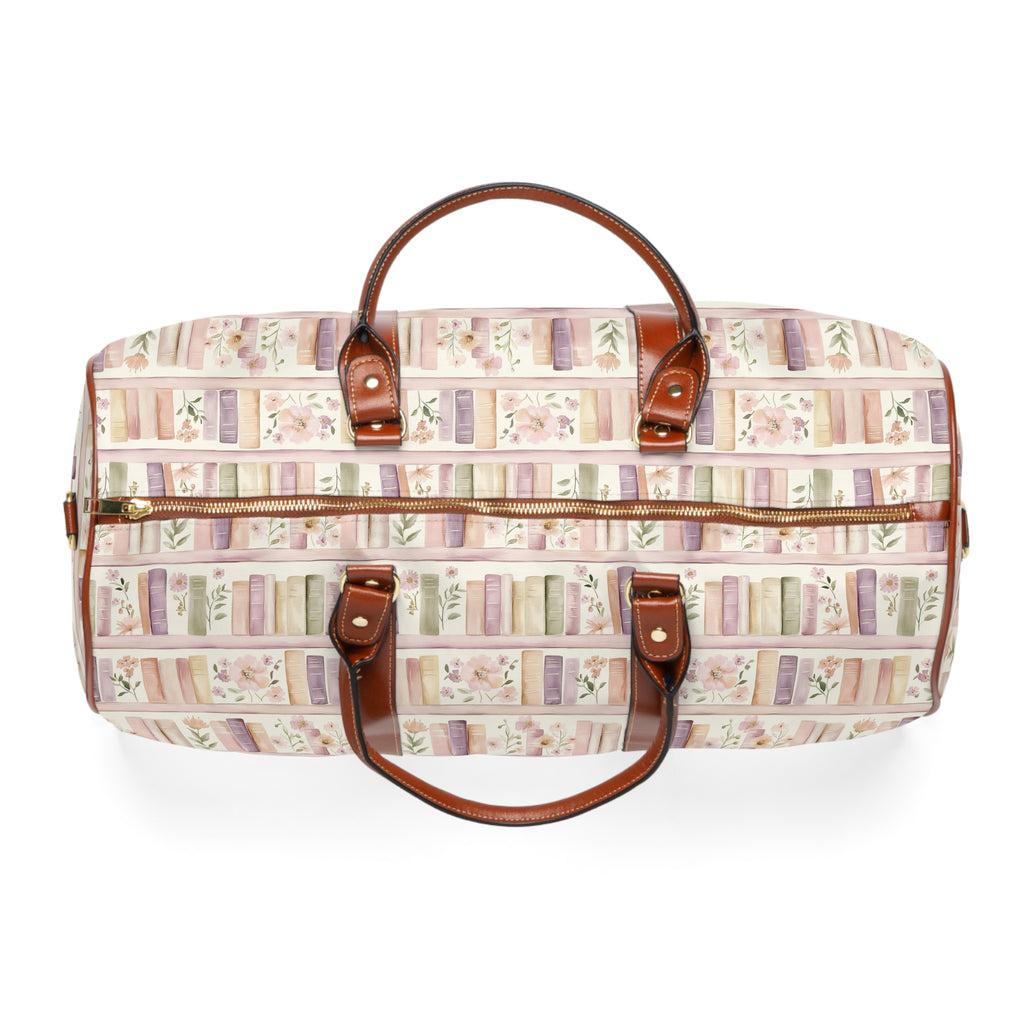 Lavender Books & Floral Weekend Travel Bag — Waterproof Travel Bag