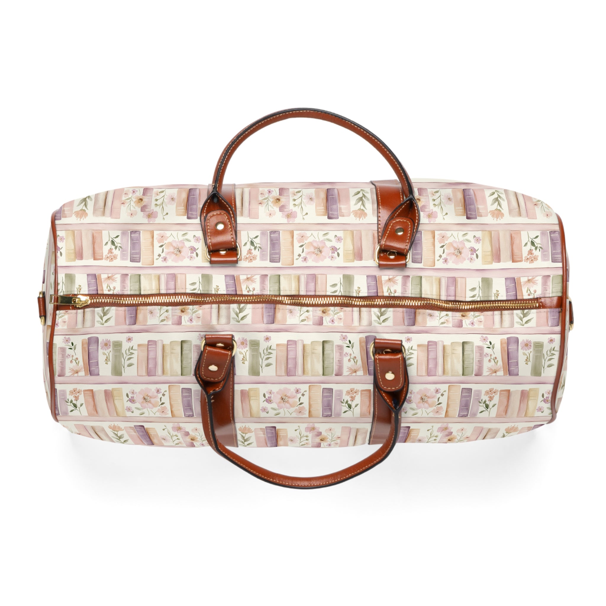 Lavender Books & Floral Weekend Travel Bag — Waterproof Travel Bag