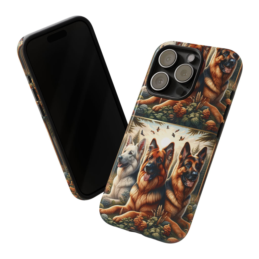 German Shepherd Phone Tough Case Floral Elegant Durable Dog Lover Devices iPhone 15, Samsung iPhone Samsung Accessory Gift for Her
