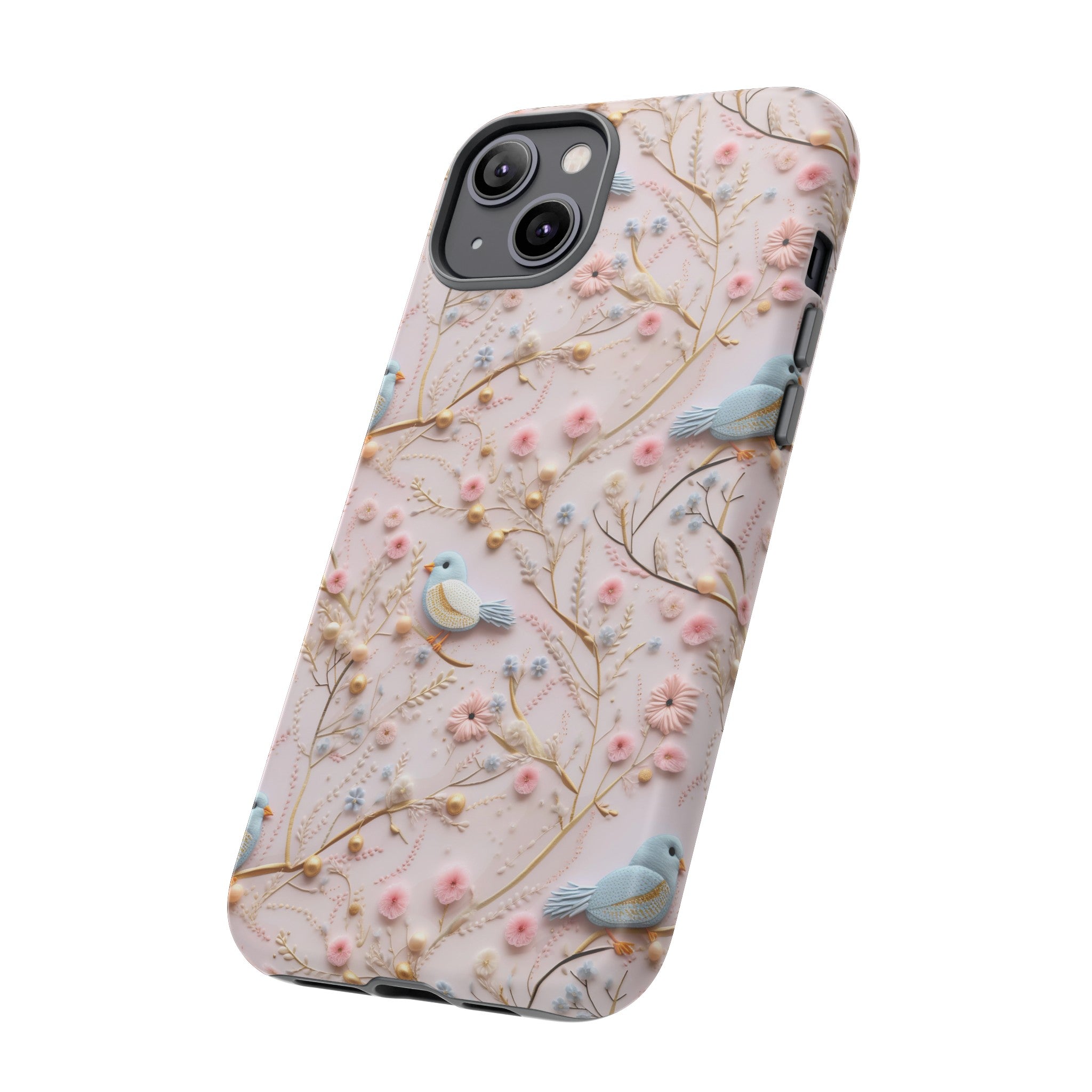 3D Birds Elegant Faux Flowers Phone Case Stylish & Durable for iPhone Samsung Gift iPhone 15, 14, 13 Samsung Pixel Gift for Mom Accessory Gift for Her