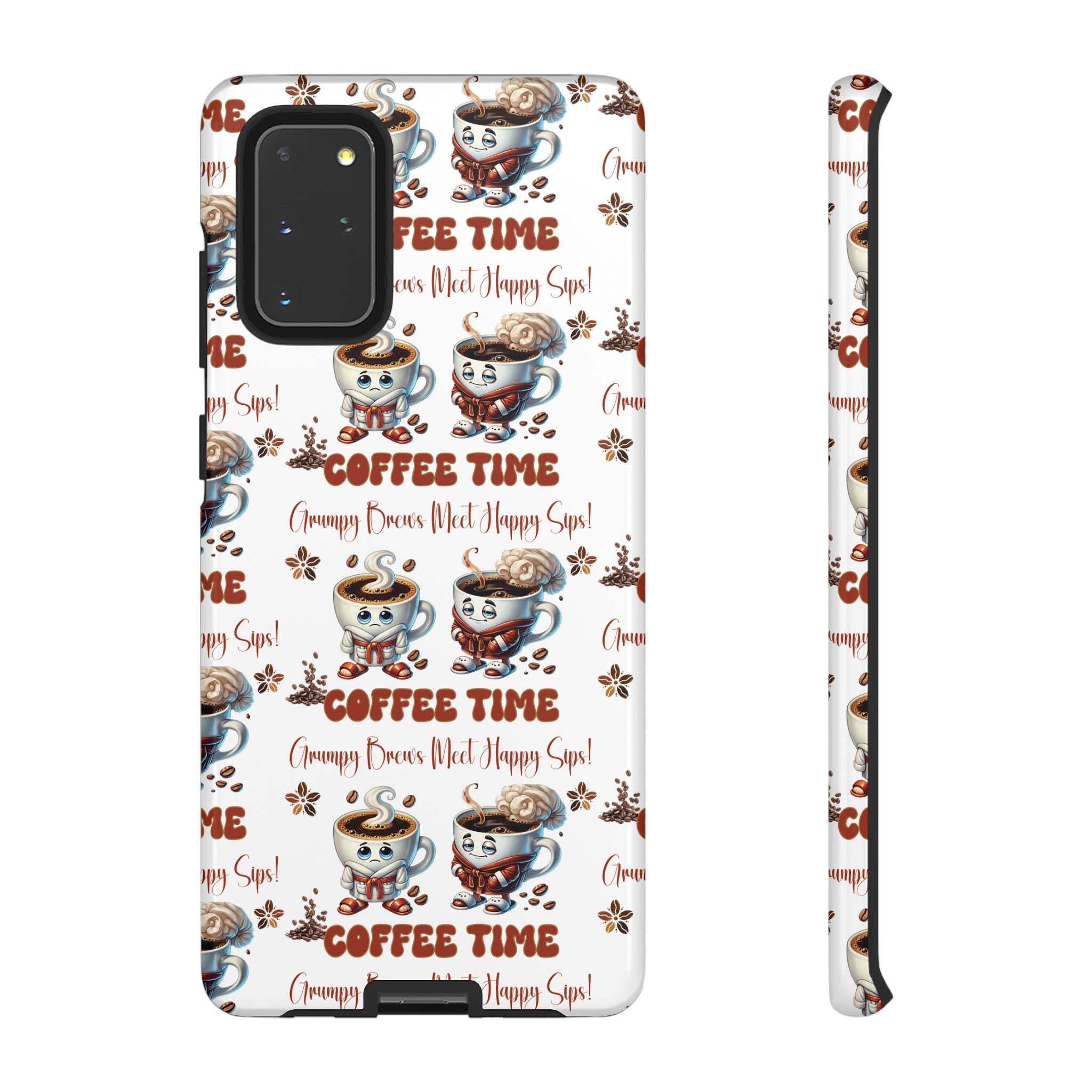 Grumpy Brews Meet Happy Sips Phone Case Compatible with iPhone, Samsung & Pixel | Fun, Durable Protection for Coffee Lovers | Unique Design, Shockproof & Scratch-Resistant Perfect for Coffee Lover - MRSBYVALLE