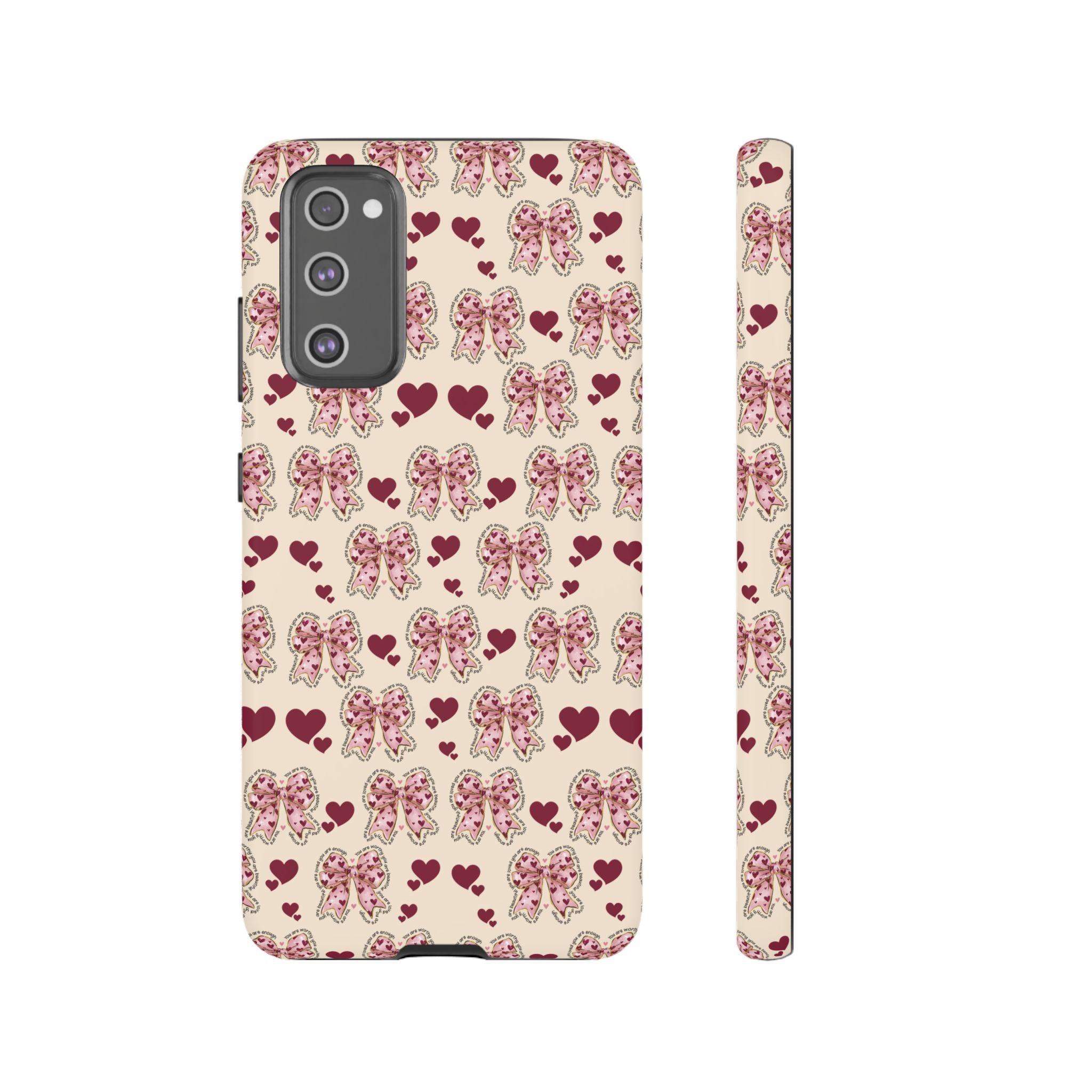 Charming Hearts & Pink Bows Phone Case Stylish & Durable Protection for Your Device | Scratch-Resistant, Slim Fit, and Lightweight Design for Everyday Use for iPhone & Android | Fresh Nature-Inspired Design!