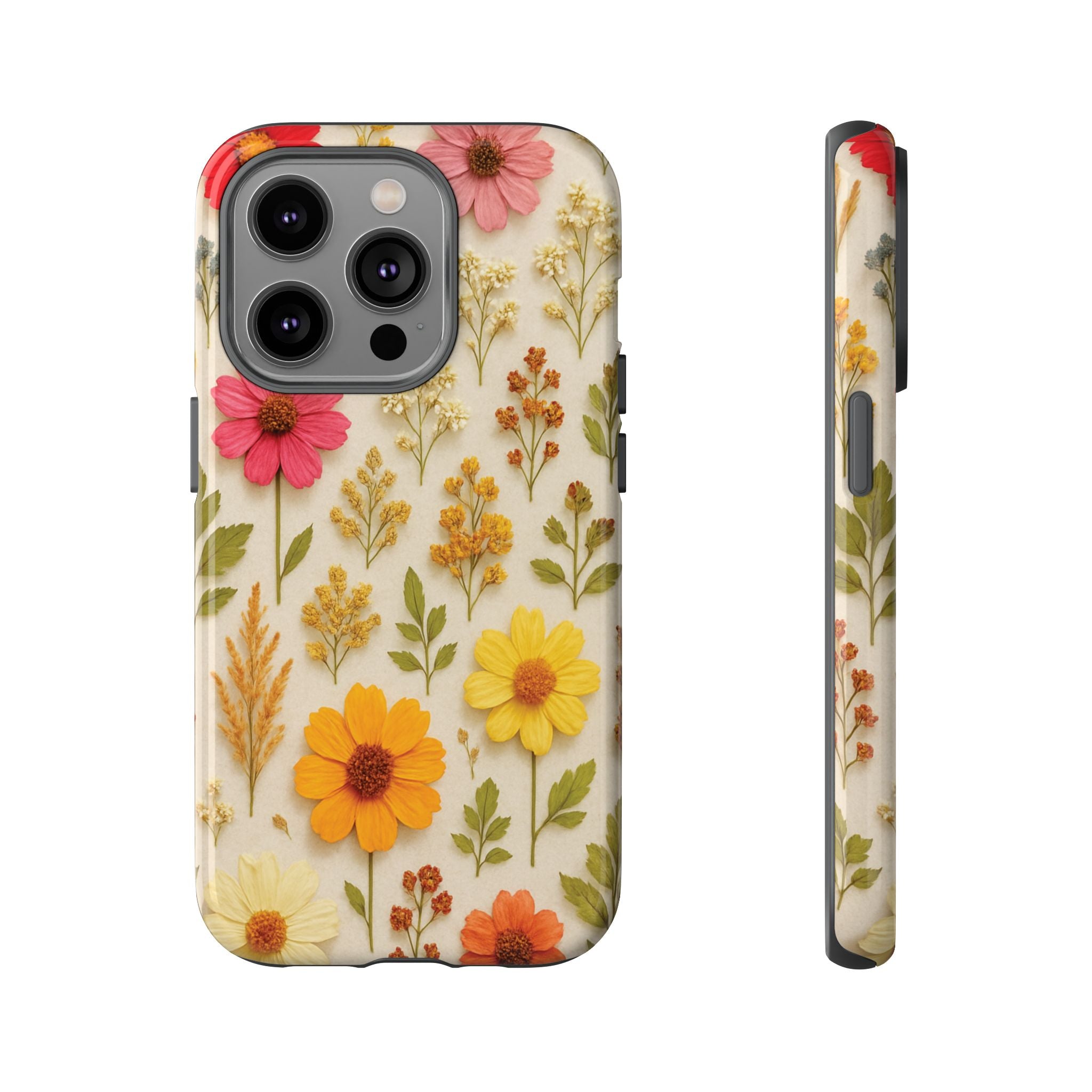 Dried Flowers Illusion Phone Case – Realistic Botanical Aesthetic, Colorful Pressed Floral Art, Trendy Nature-Inspired Protective Cover  iPhone & Samsung Models