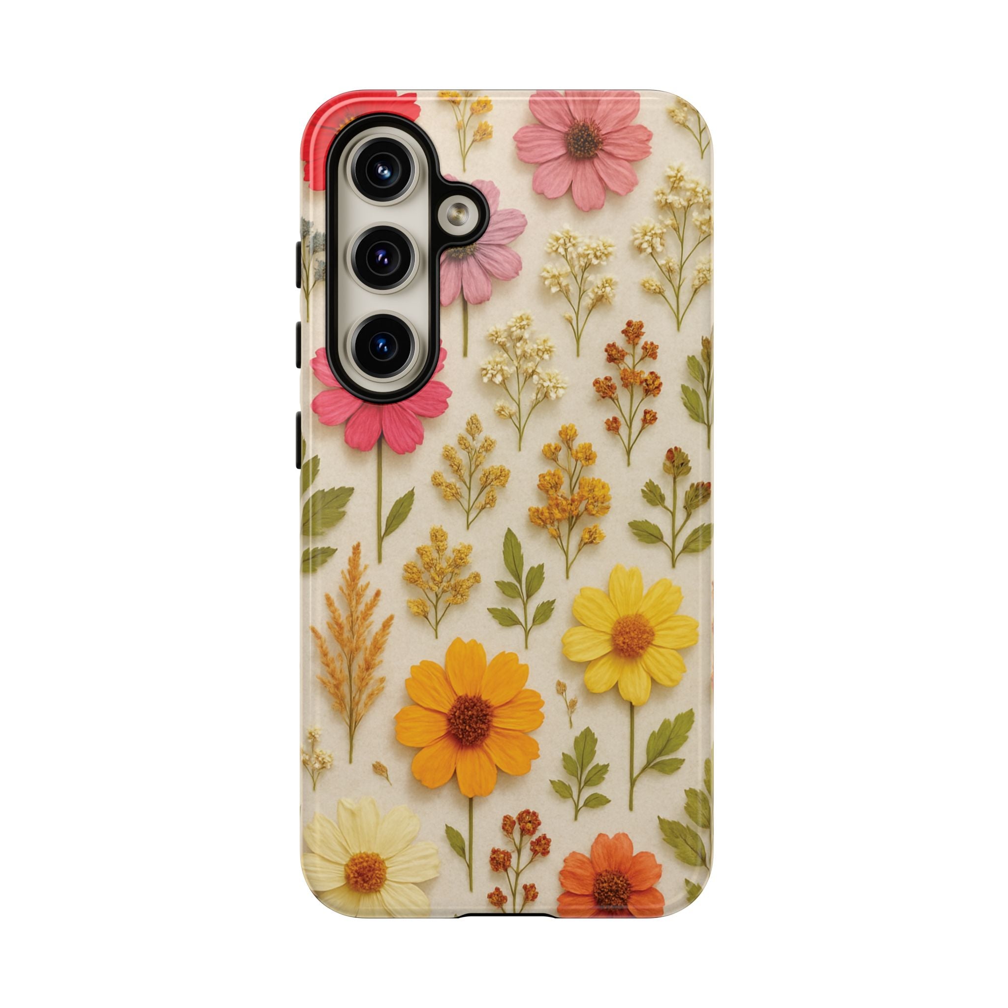 Dried Flowers Illusion Phone Case – Realistic Botanical Aesthetic, Colorful Pressed Floral Art, Trendy Nature-Inspired Protective Cover  iPhone & Samsung Models