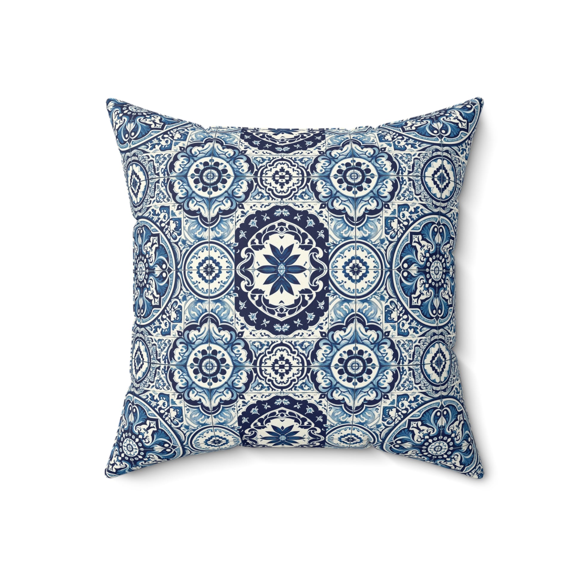 Blue Tile Design Elegance Decorative Pillow Touch of Beauty to Your Decor Living Room Comfort for Bedroom or Housewarming Gift New House, Bridal Shower Gift - MRSBYVALLE