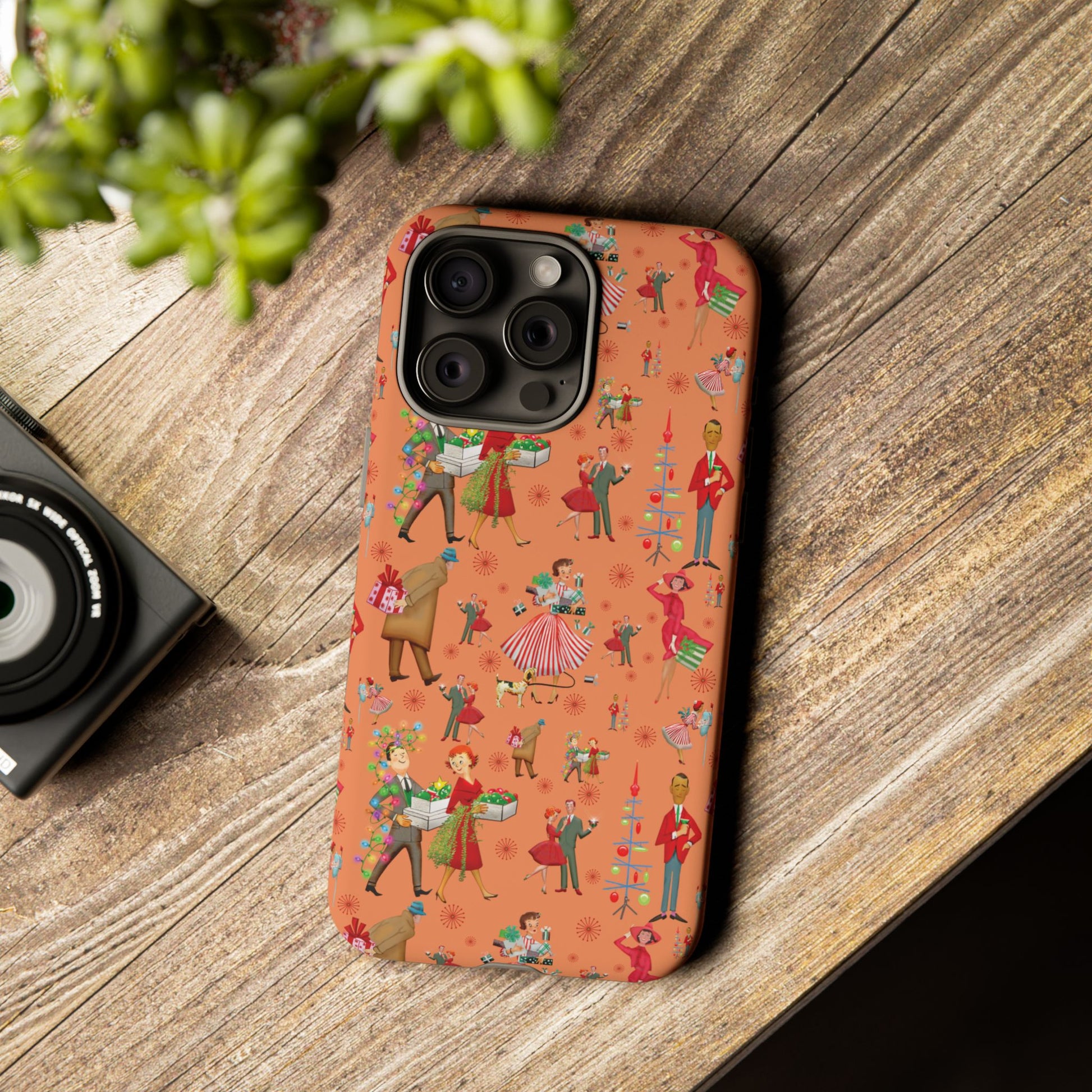 Retro Christmas 50s Phone Case Unique Holiday Protection for Your Device | Stylish & Durable Cover Gift for Her Phone 17, 16, 15, Samsung iPhone Accessory Gift for Her