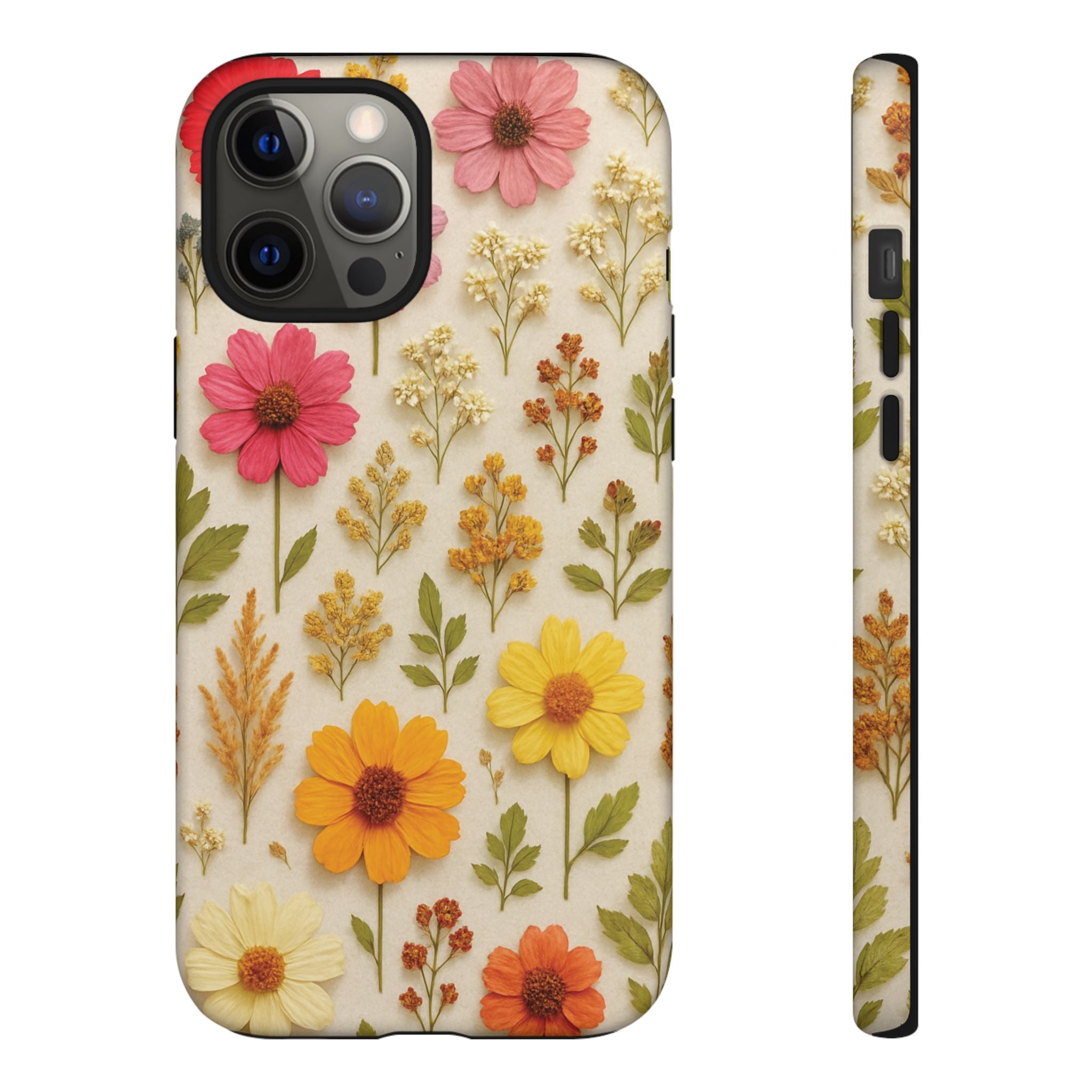 Dried Flowers Illusion Phone Case – Realistic Botanical Aesthetic, Colorful Pressed Floral Art, Trendy Nature-Inspired Protective Cover  iPhone & Samsung Models
