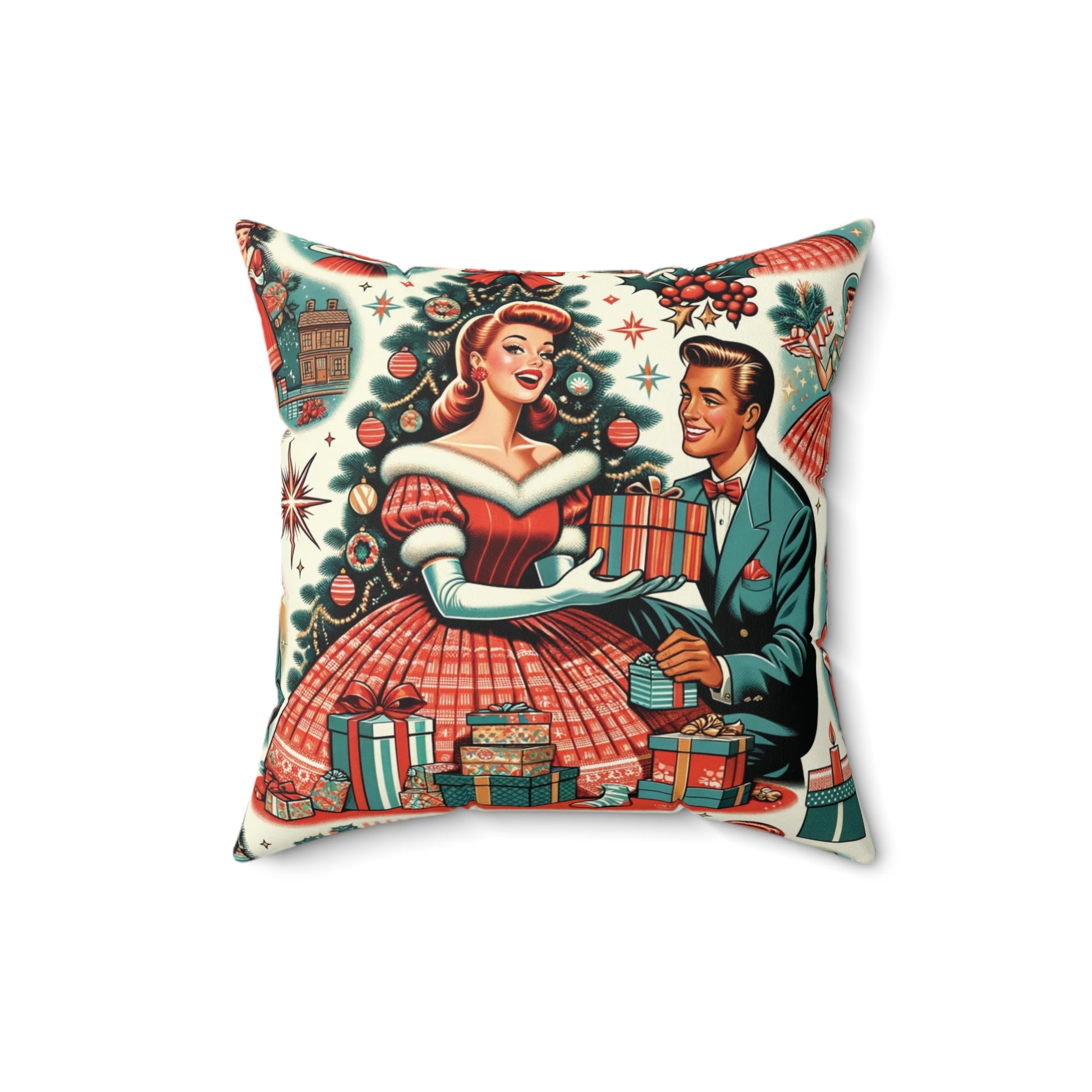 Atomic Elegance Decorative Pillow 50s Starburst & Kitsch Design Decorative Pillow Touch of Beauty to Your Decor Living Room Comfort for Bedroom or Housewarming Gift New House, Bridal Shower Gift - MRSBYVALLE
