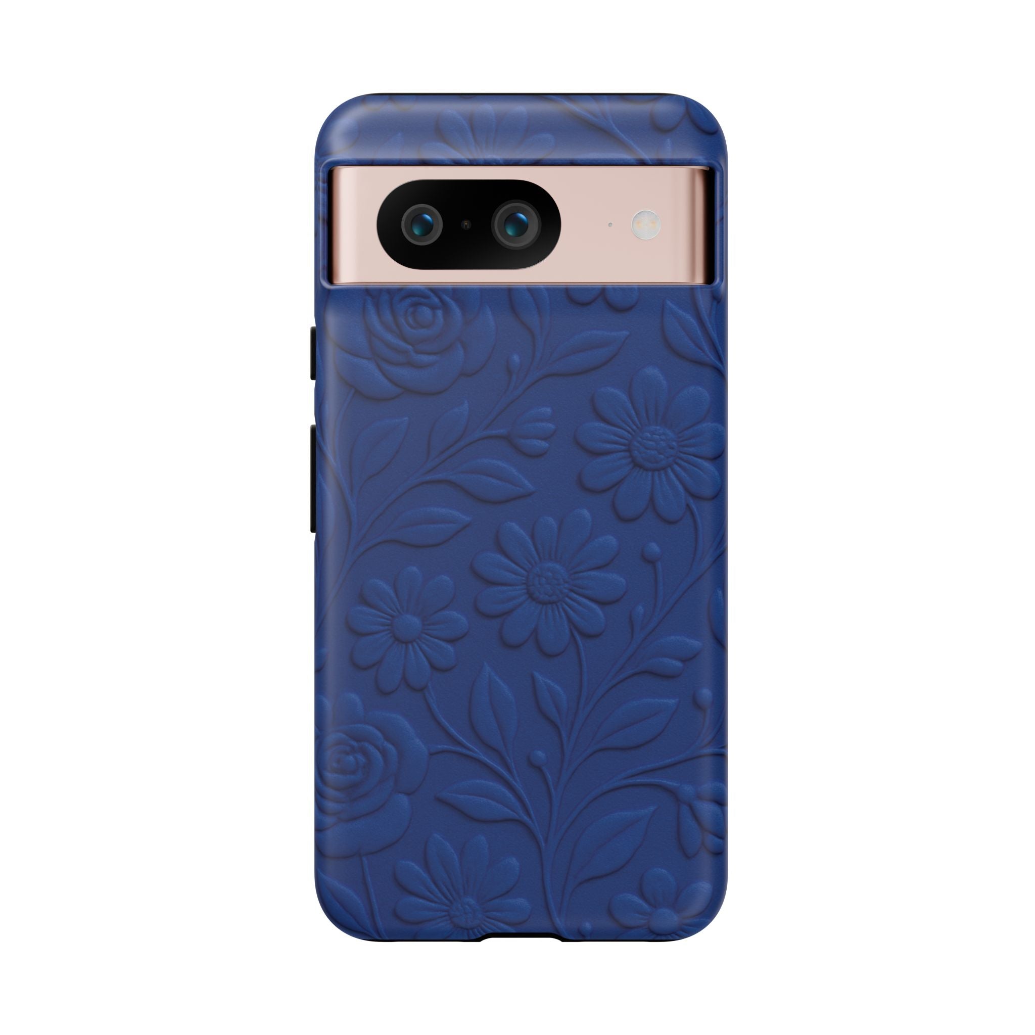 3D Illusion Floral Cobalt Blue Phone Case Elegant Raised Flower Design, Seamless Textured Look, Durable & Stylish Protection for iPhone and Android Models Fits iPhone & Samsung Models