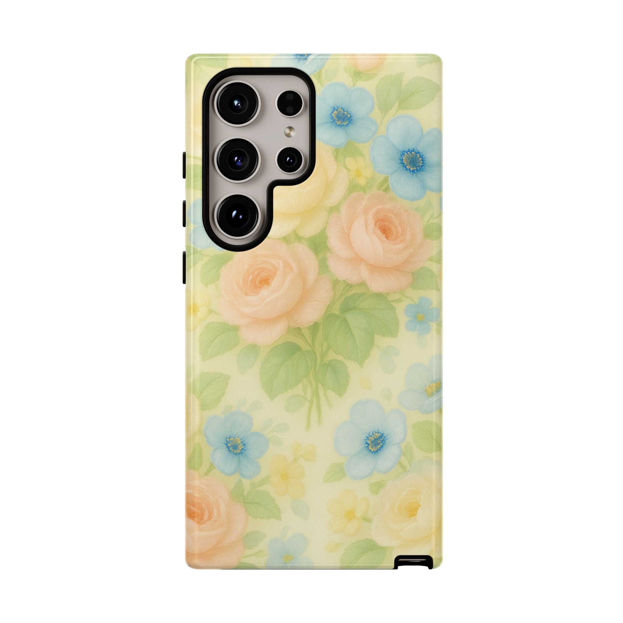 Pastel Yellow Vintage Floral Phone Case  Romantic Cottagecore Aesthetic, Soft Botanical Design, Protective Gift for Her, Fits iPhone & Samsung Models