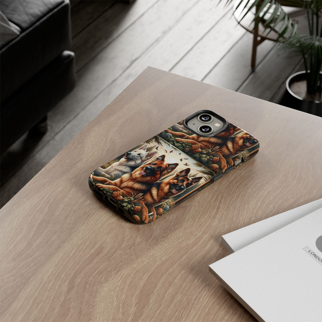 German Shepherd Phone Tough Case Floral Elegant Durable Dog Lover Devices iPhone 15, Samsung iPhone Samsung Accessory Gift for Her