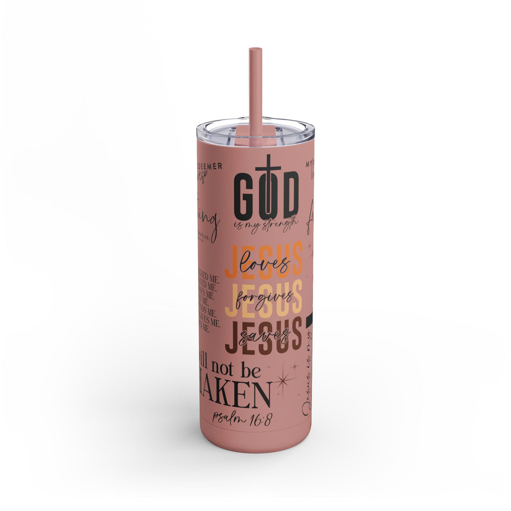 Inspirational Christian Skinny Tumbler 20oz Jesus Faith Gift, Bible Verse Travel Mug, Motivational Drinkware, Christian Prefect Gift