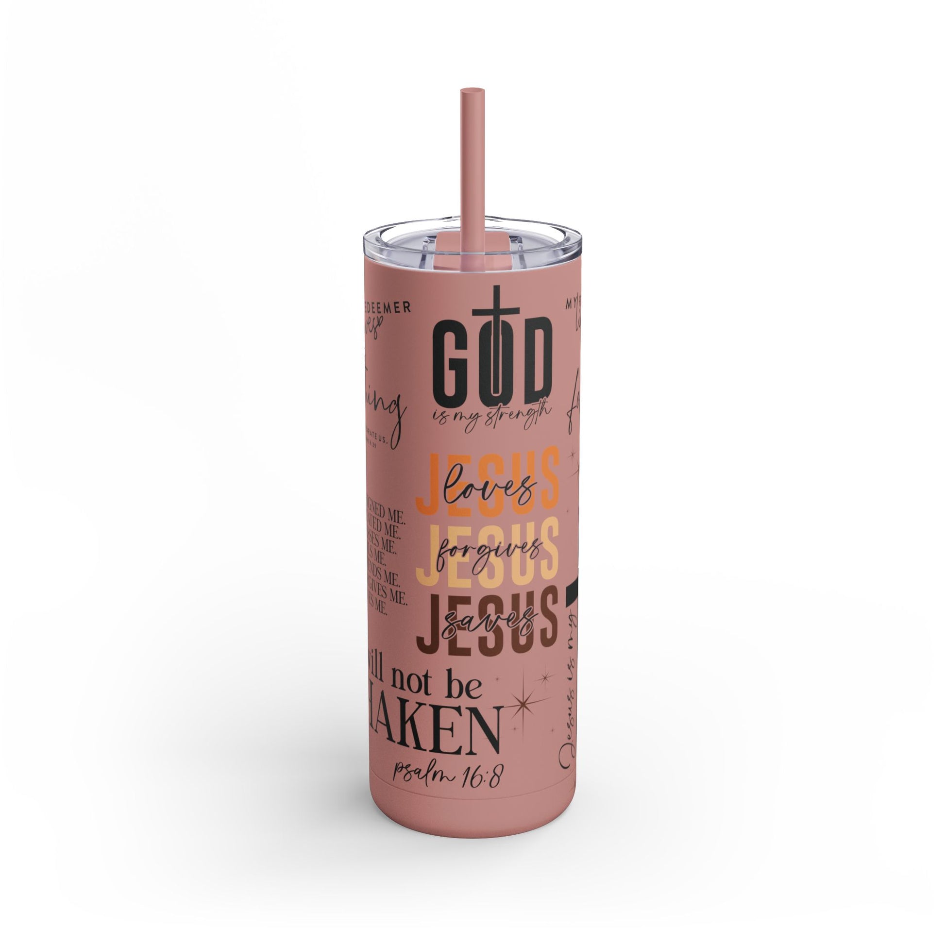 Inspirational Christian Skinny Tumbler 20oz Jesus Faith Gift, Bible Verse Travel Mug, Motivational Drinkware, Christian Prefect Gift