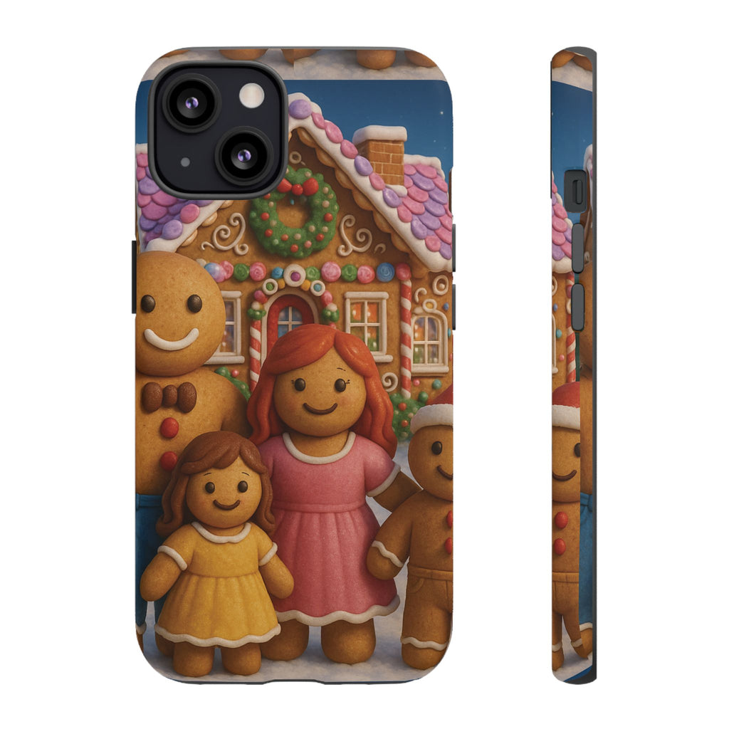 Coque de téléphone esthétique Famille en Pain d'Épices – Design d'inspiration vintage sur le thème de Noël – Étui stylé pour modèles iPhone et Samsung Galaxy