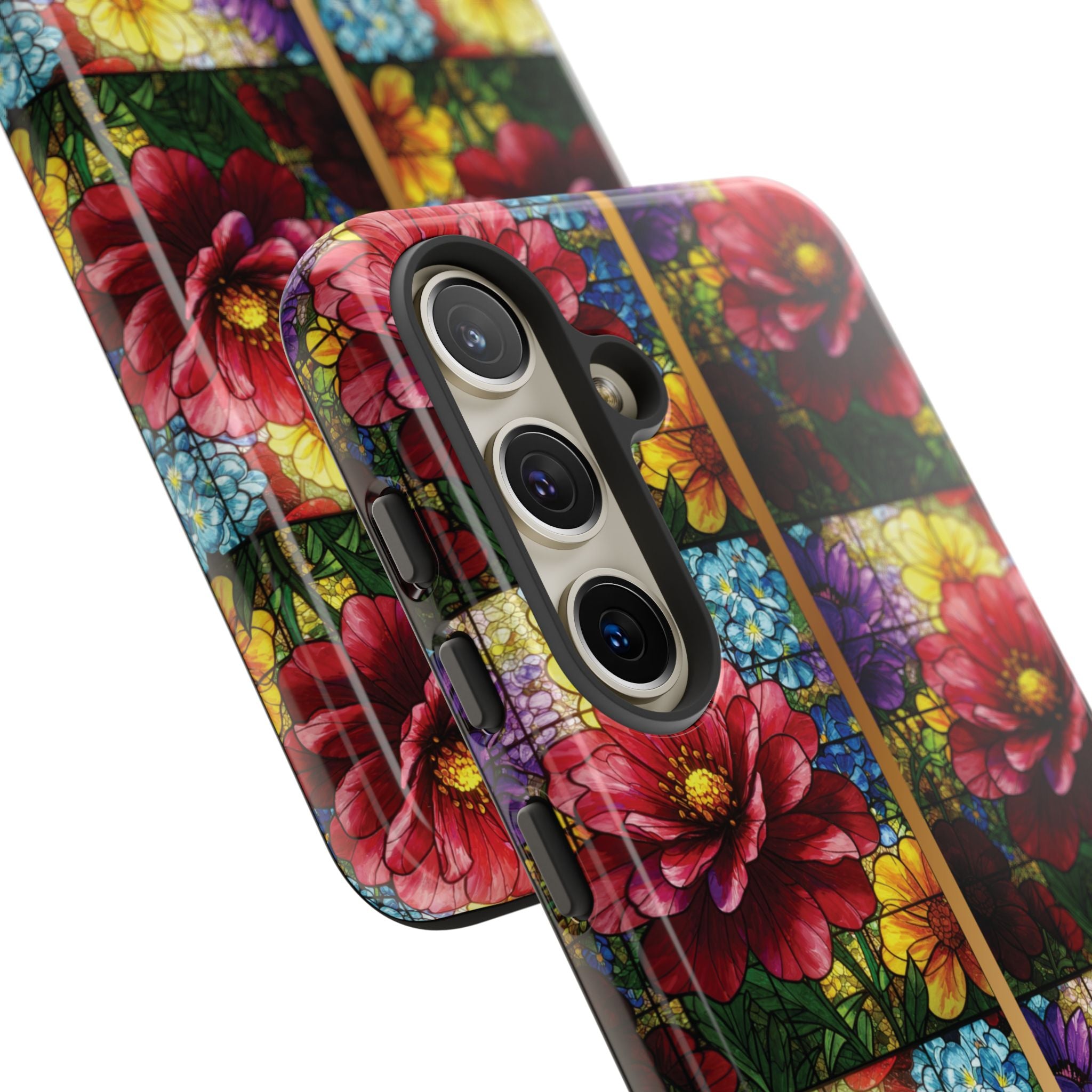 Stained Glass Illusion Floral Phone Case  3D Colorful Flower Design, Protective Christian Gift, Fits iPhone, Samsung, Google Pixel