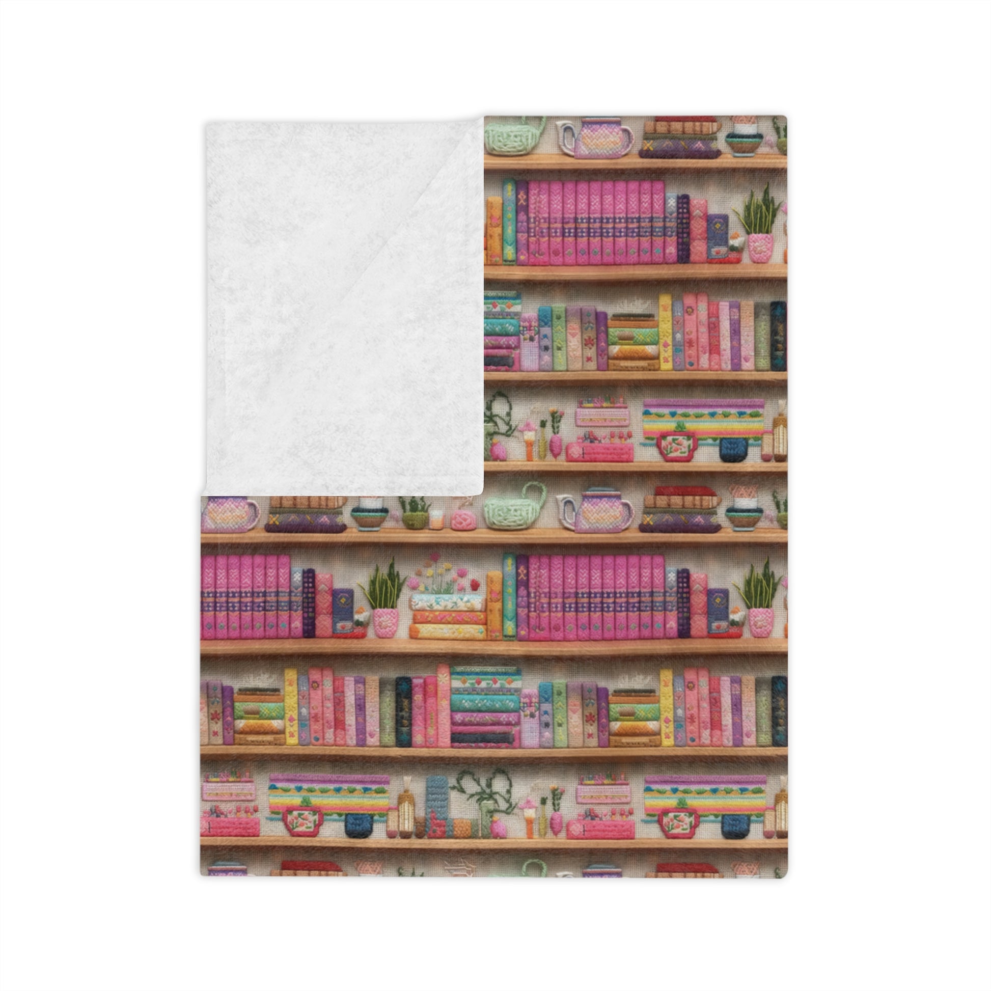 Enchanting 3D Embroidery Illusion Books on Pastel Shelves Minky Blanket Perfect for Readers and Literary Enthusiasts Ultra Soft lightweight Perfect for Home, Couch, or Bed | Best Gift  Comfort Blanket, Perfect for Snuggling Housewarming Gift Throw - MRSBYVALLE