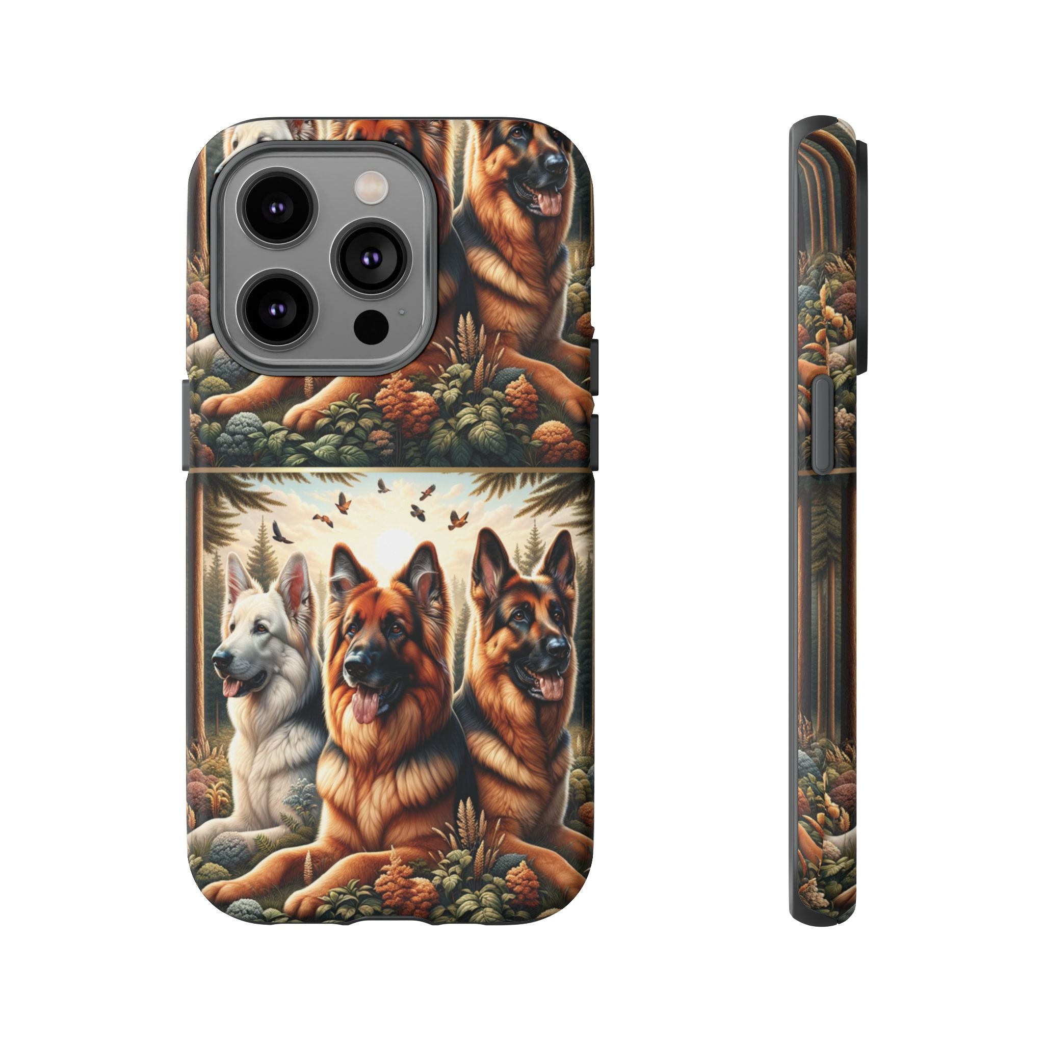 German Shepherd Phone Tough Case Floral Elegant Durable Dog Lover Devices iPhone 15, Samsung iPhone Samsung Accessory Gift for Her