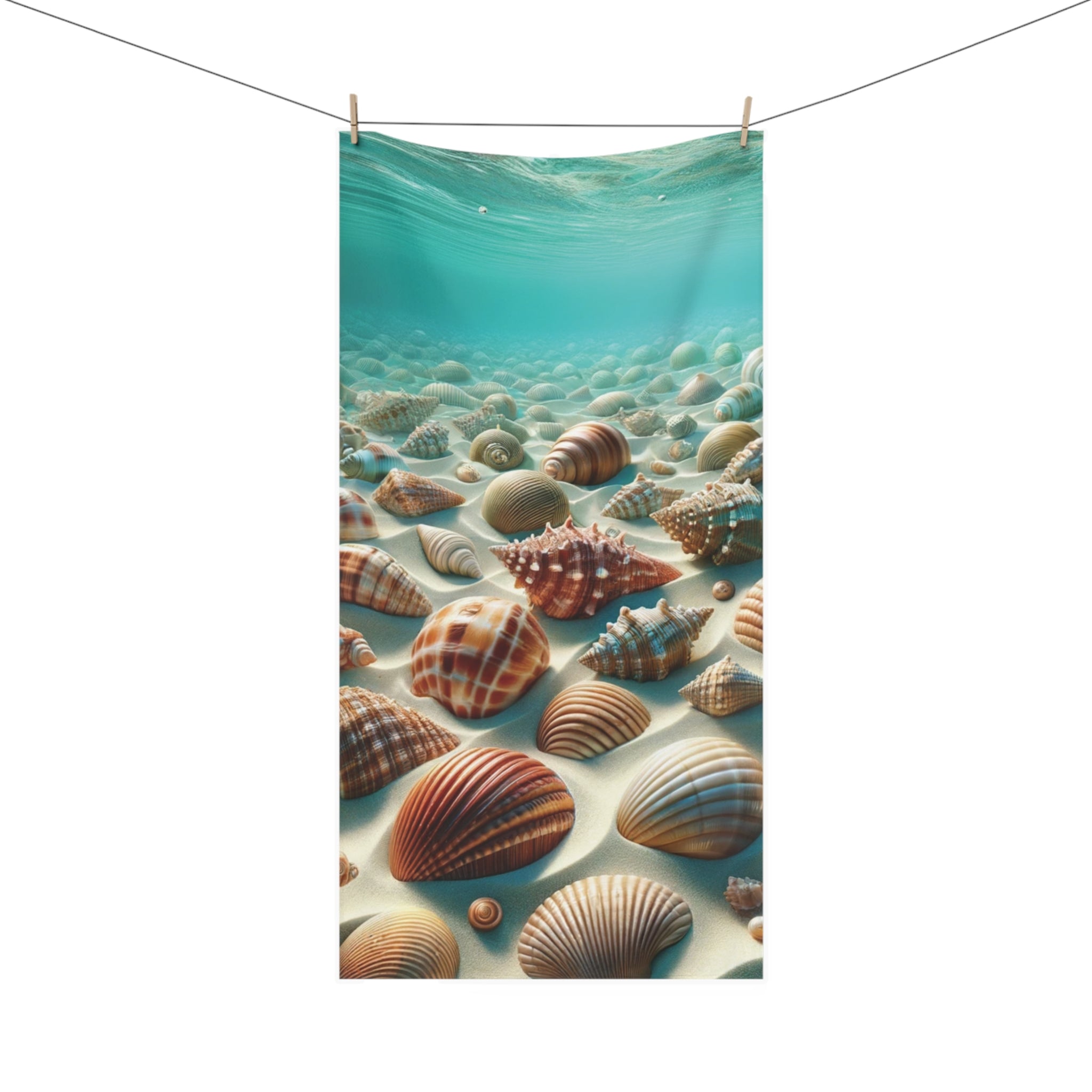 Plush Ocean Bliss Turquoise Seashell Bath Towel Luxurious Absorbency & Coastal Elegance Soft & Luxurious Mink-Cotton Towel 30x60 Elevate Your Bath Experience Vibrant Nature-Inspired Elegance Housewarming Gift.