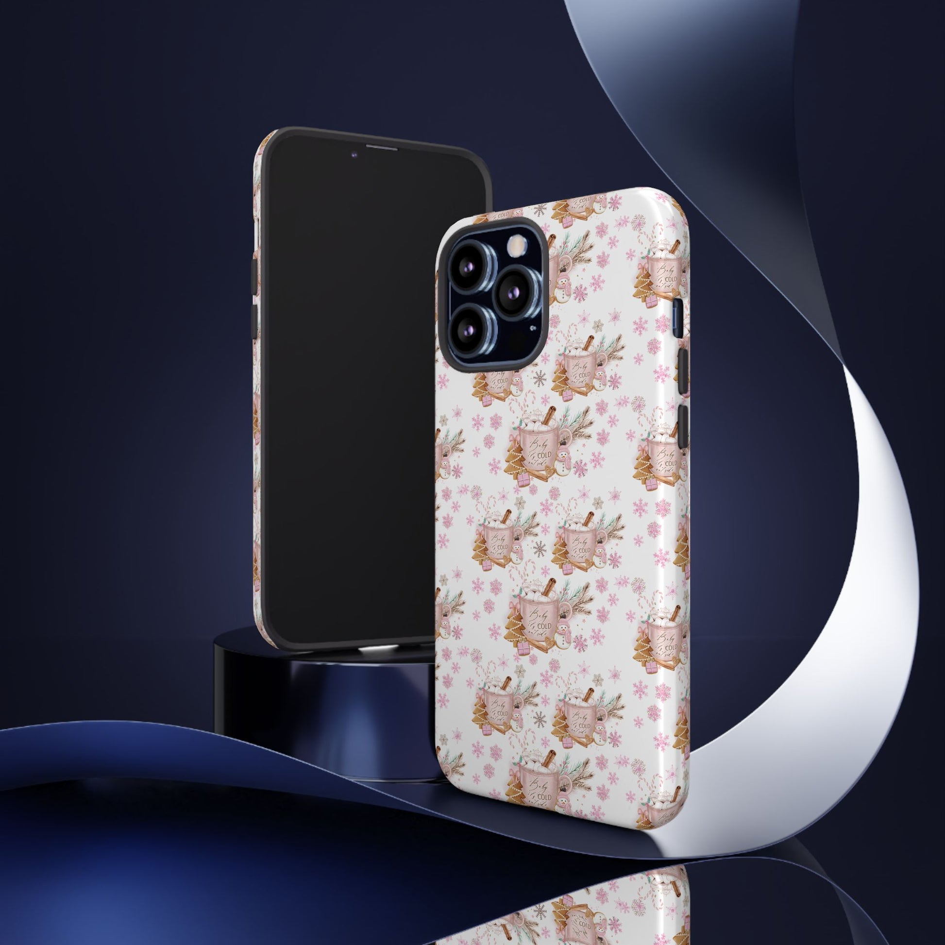 Baby it's Cold Outside Pink and White Phone Case Unique Holiday Protection for Your Device | Stylish & Durable Cover Gift for Her Phone 15, Samsung iPhone Samsung Accessory Gift for Her