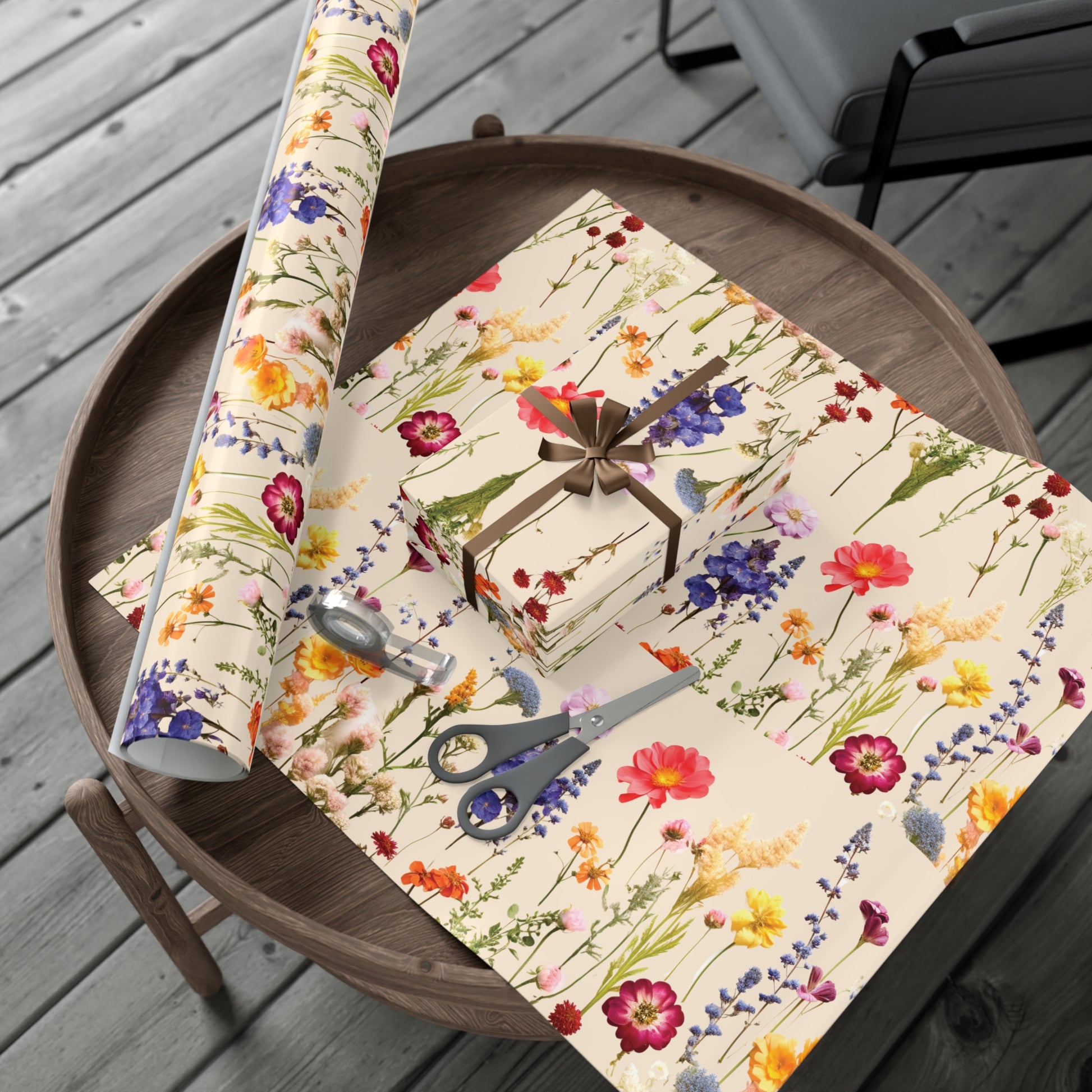 Wildflowers Press Illusion Floral Symphony Timeless Wrapping Paper Perfect for Weddings, Bridal & Baby Showers Eco-Friendly, All Occasion.