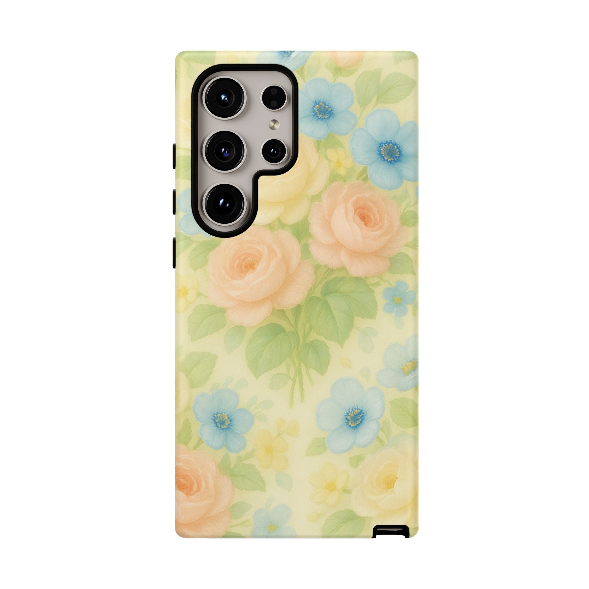 Pastel Yellow Vintage Floral Phone Case  Romantic Cottagecore Aesthetic, Soft Botanical Design, Protective Gift for Her, Fits iPhone & Samsung Models