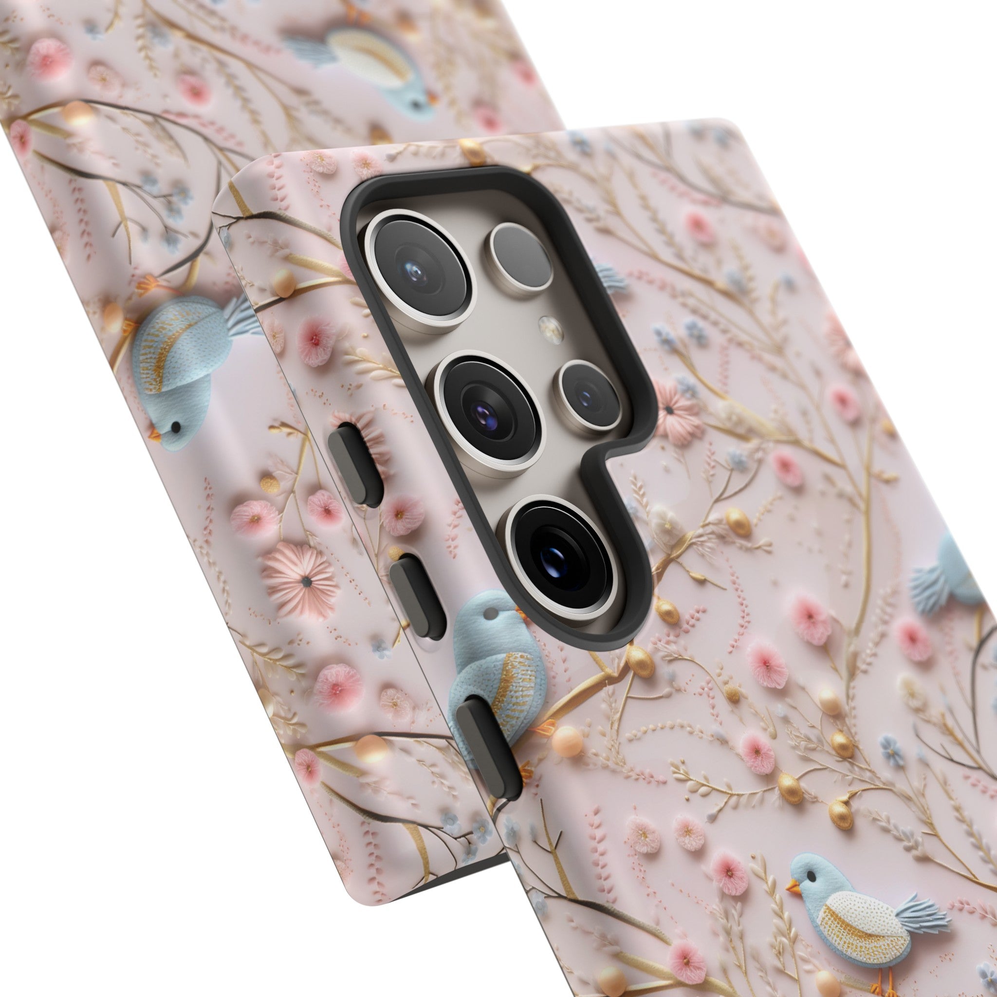 3D Birds Elegant Faux Flowers Phone Case Stylish & Durable for iPhone Samsung Gift iPhone 15, 14, 13 Samsung Pixel Gift for Mom Accessory Gift for Her