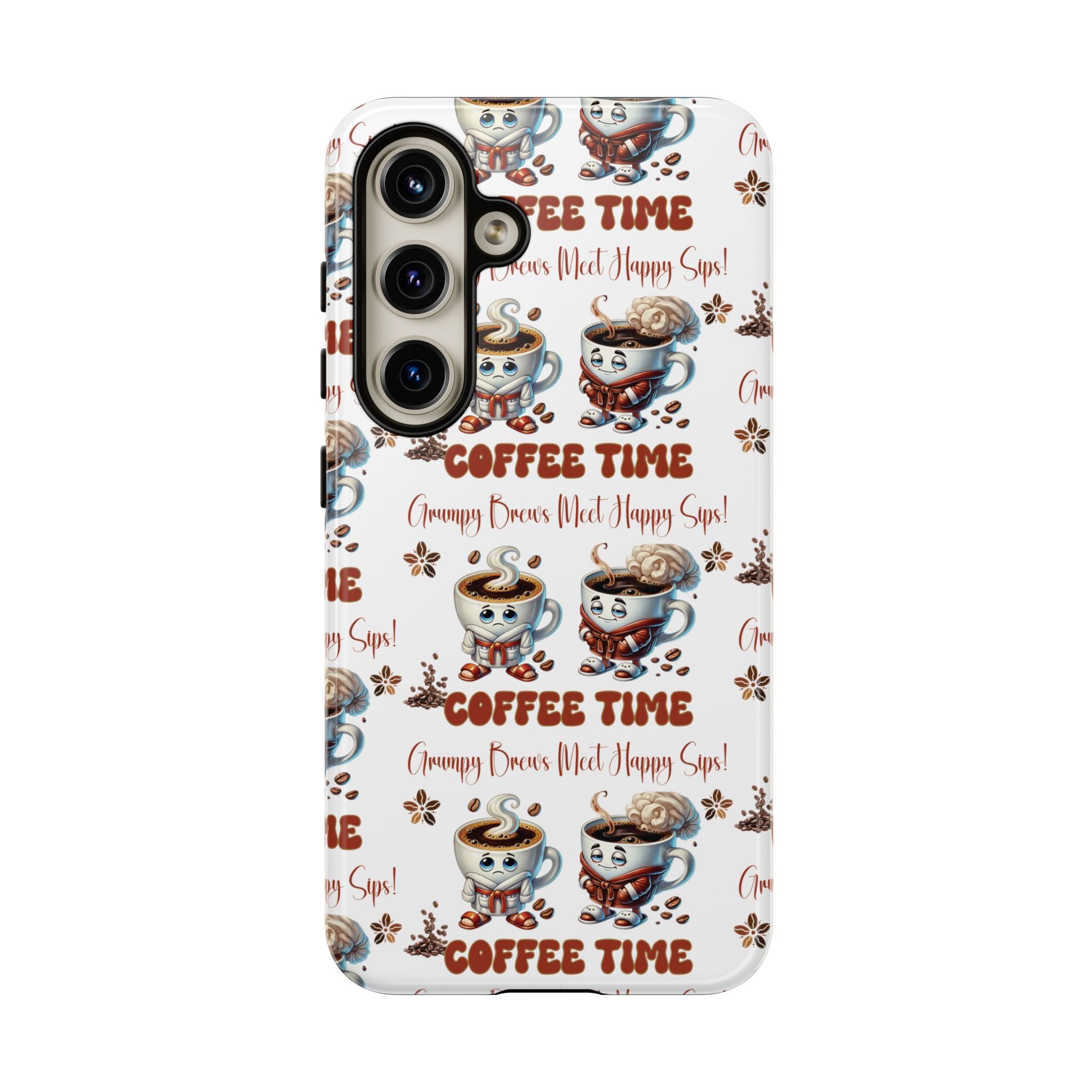 Grumpy Brews Meet Happy Sips Phone Case Compatible with iPhone, Samsung & Pixel | Fun, Durable Protection for Coffee Lovers | Unique Design, Shockproof & Scratch-Resistant Perfect for Coffee Lover - MRSBYVALLE