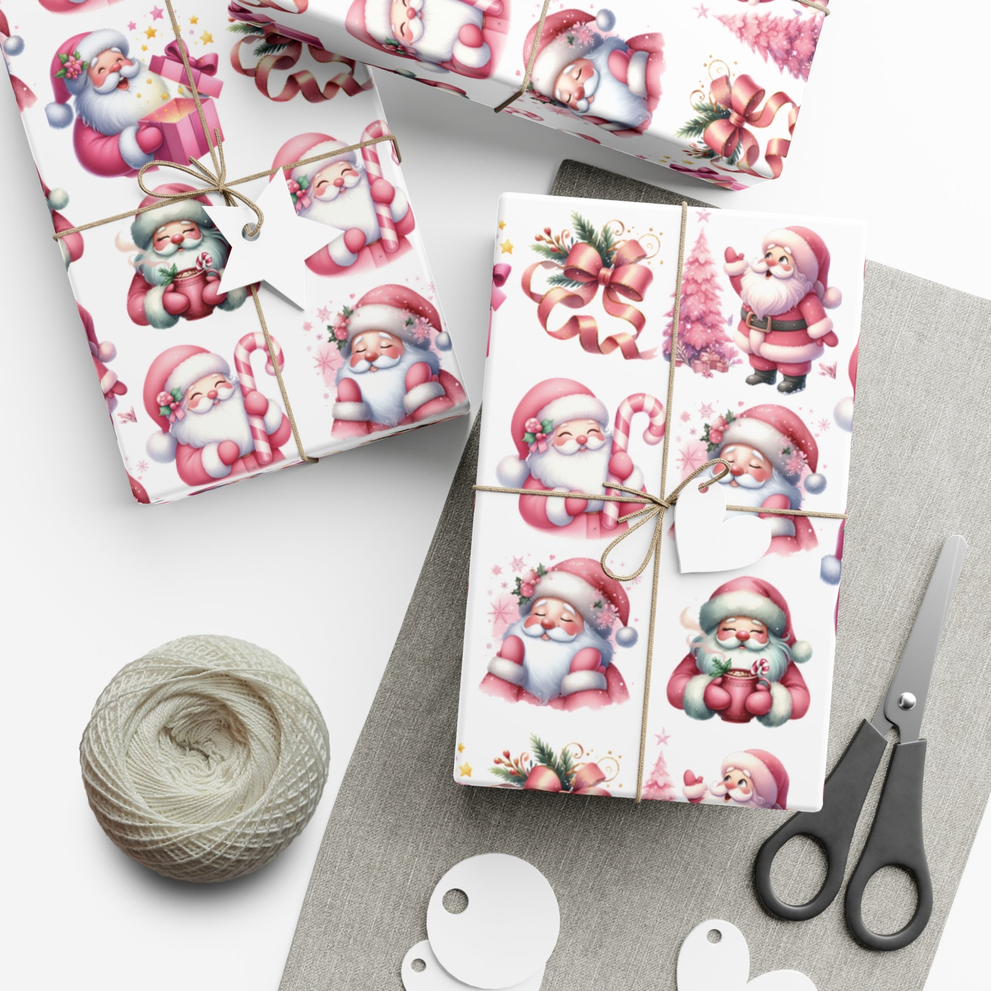 Pink Gift Wrap Papers, Christmas Santa Holiday Wrapping Pink Vintage Gift Packaging, Xmas Party Supplies, Decorative Present Wrap for Mom Premium Quality - MRSBYVALLE