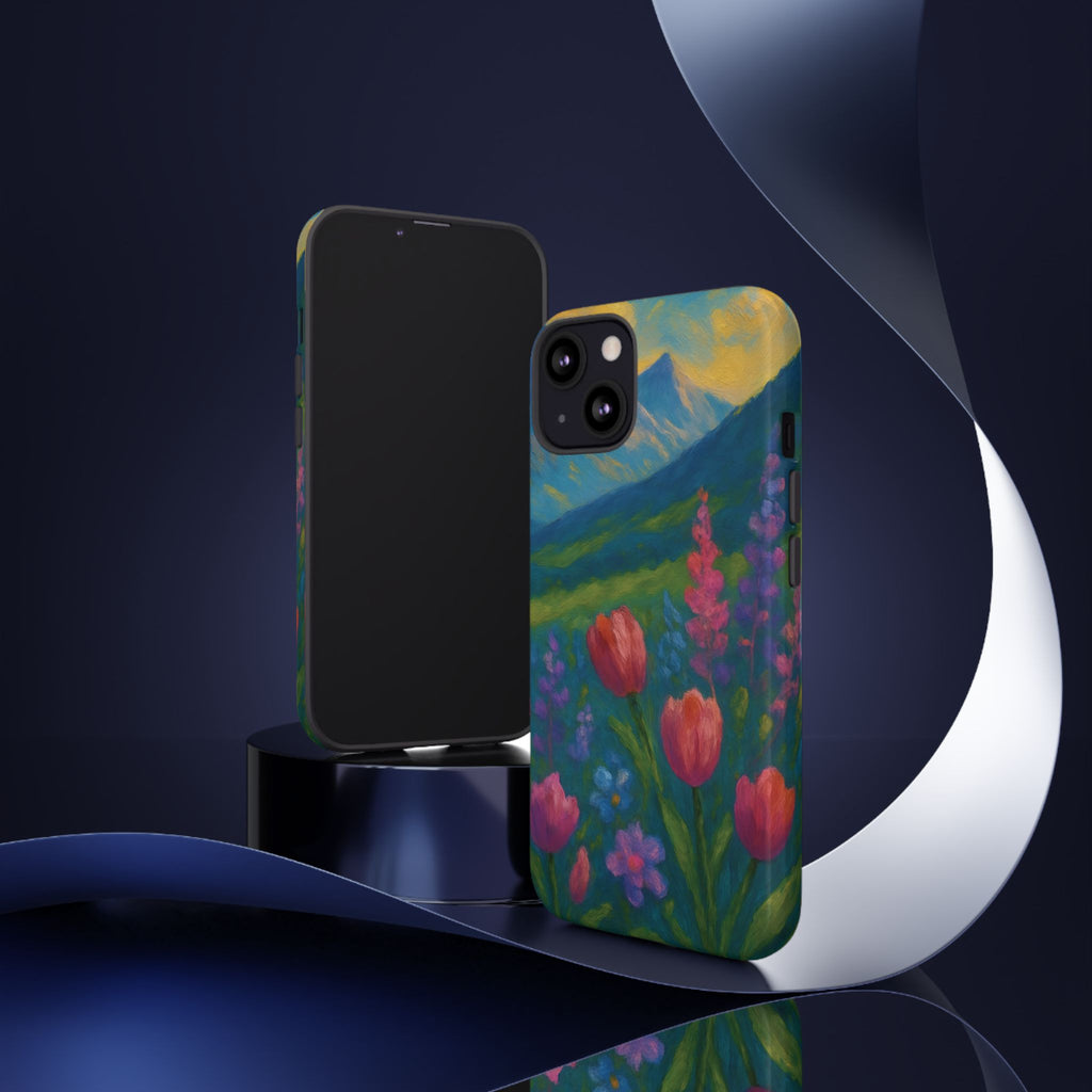 Mountains Wildflowers Phone Case | Vibrant Botanical Floral Design | Nature-Inspired Protective Cover for iPhone & Samsung | Trendy Aesthetic Gift Idea