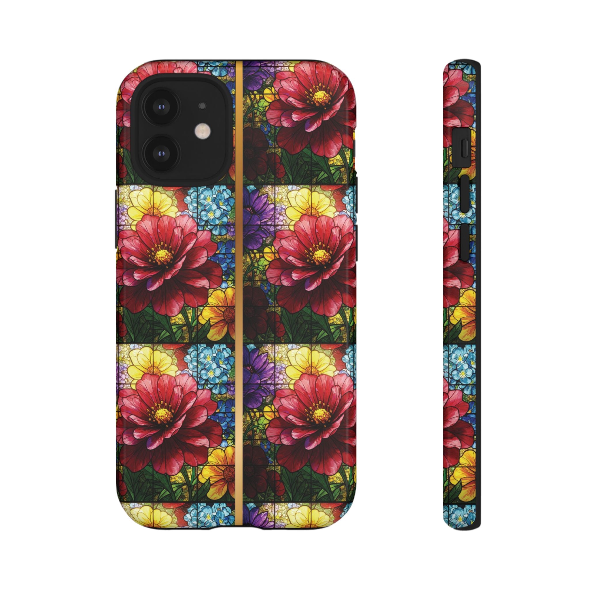 Stained Glass Illusion Floral Phone Case  3D Colorful Flower Design, Protective Christian Gift, Fits iPhone, Samsung, Google Pixel