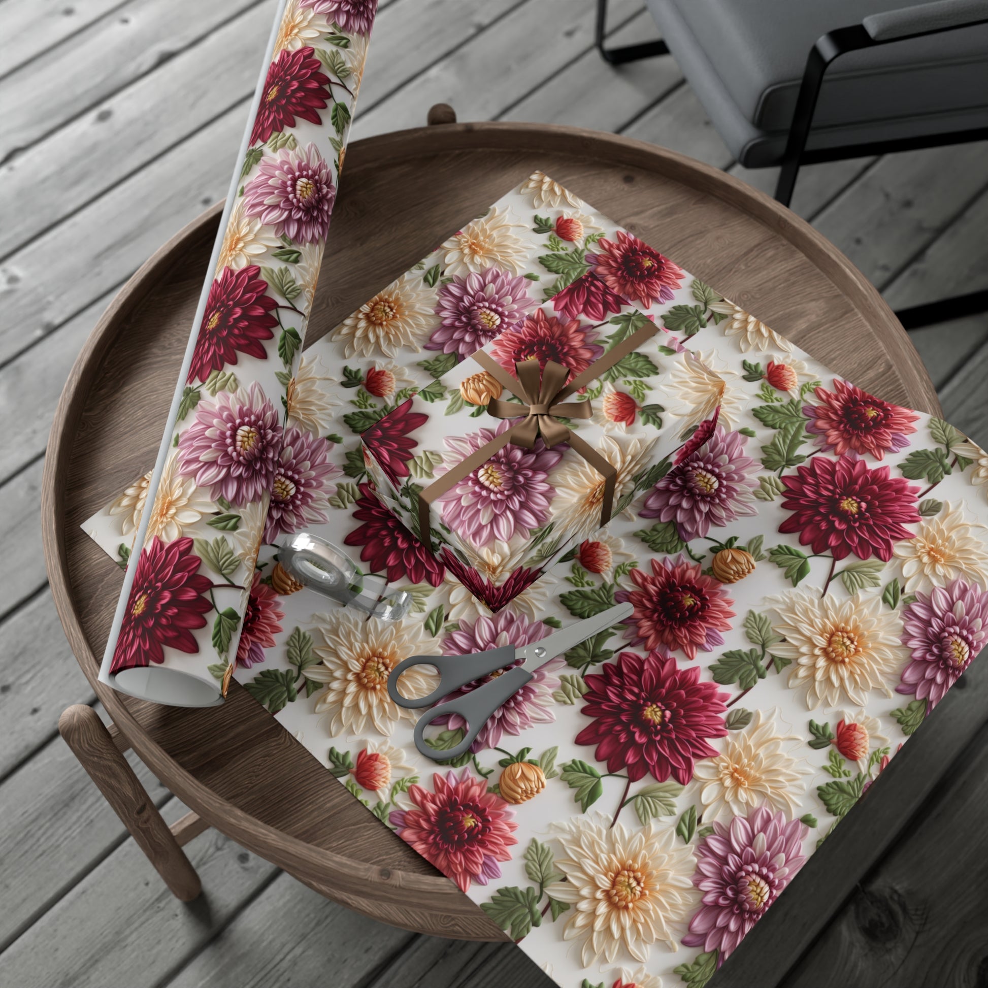 Elegant Fall Floral Wrapping Paper | Autumn-Inspired Gift Wrap with Vibrant Seasonal Blooms | Perfect for Thanksgiving, Birthdays, & Special Occasions | Premium Quality Gifts Moms - MRSBYVALLE