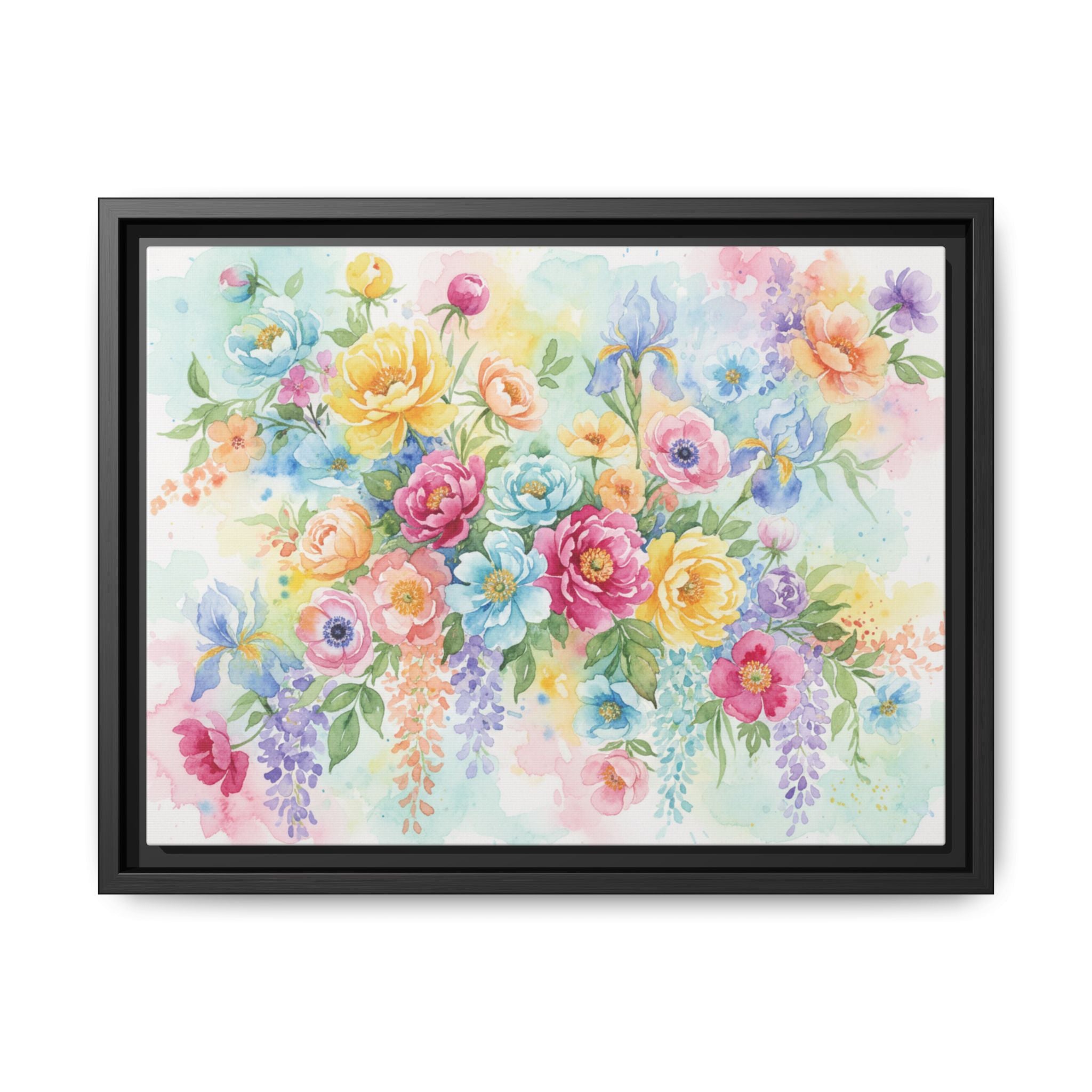 Watercolor Floral Bouquet Canvas, Framed Matte Wall Art | Multi-Color Wall Art