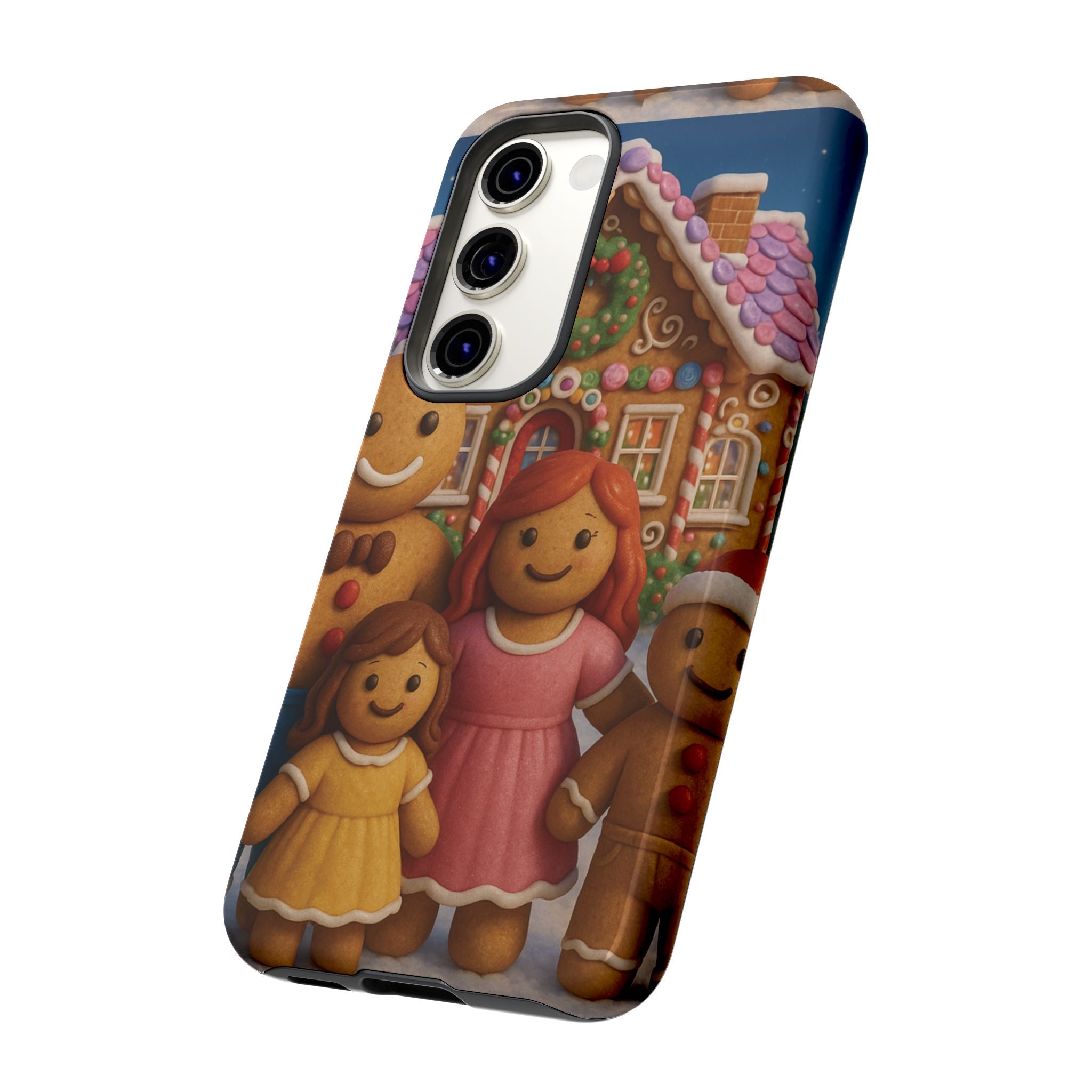 Coque de téléphone esthétique Famille en Pain d'Épices – Design d'inspiration vintage sur le thème de Noël – Étui stylé pour modèles iPhone et Samsung Galaxy