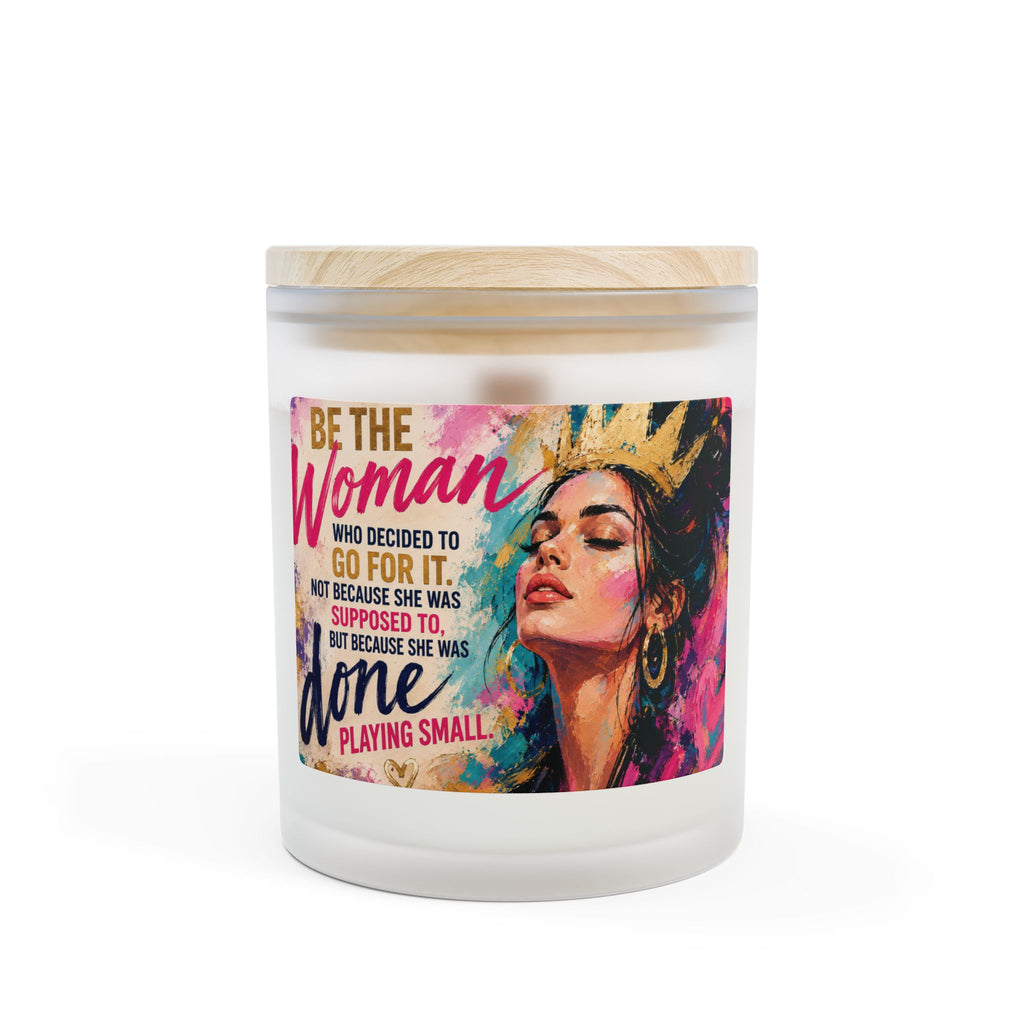 Inspirational Frosted Glass Candle — “Be the Woman Who Decides to GO FOR IT” (11 oz)